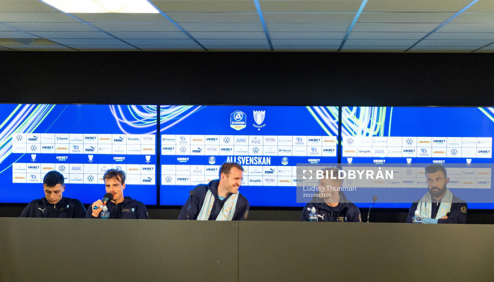 Malmö FFs Anel Ahmedhodzic, Eric Larsson, Ola Toivonen,