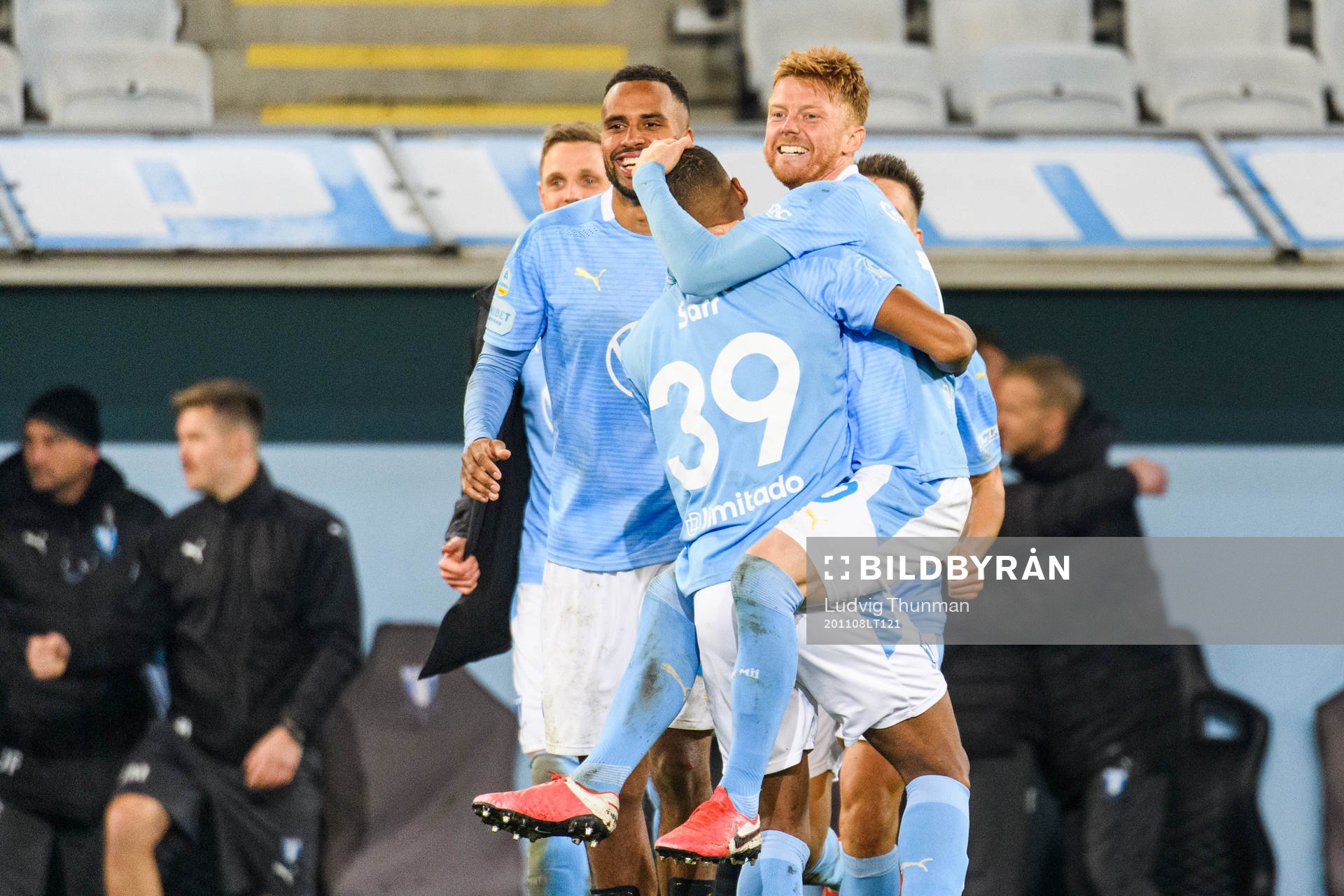 Malmö FFs  Anders Christiansen jublar med Amin Sarr