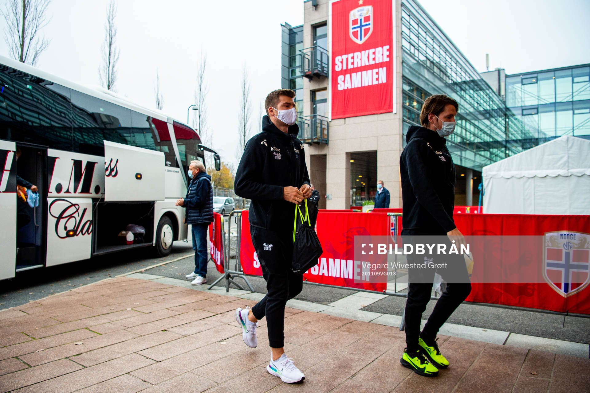 Alexander Sørloth and Stefan Strandberg of the Norwegian