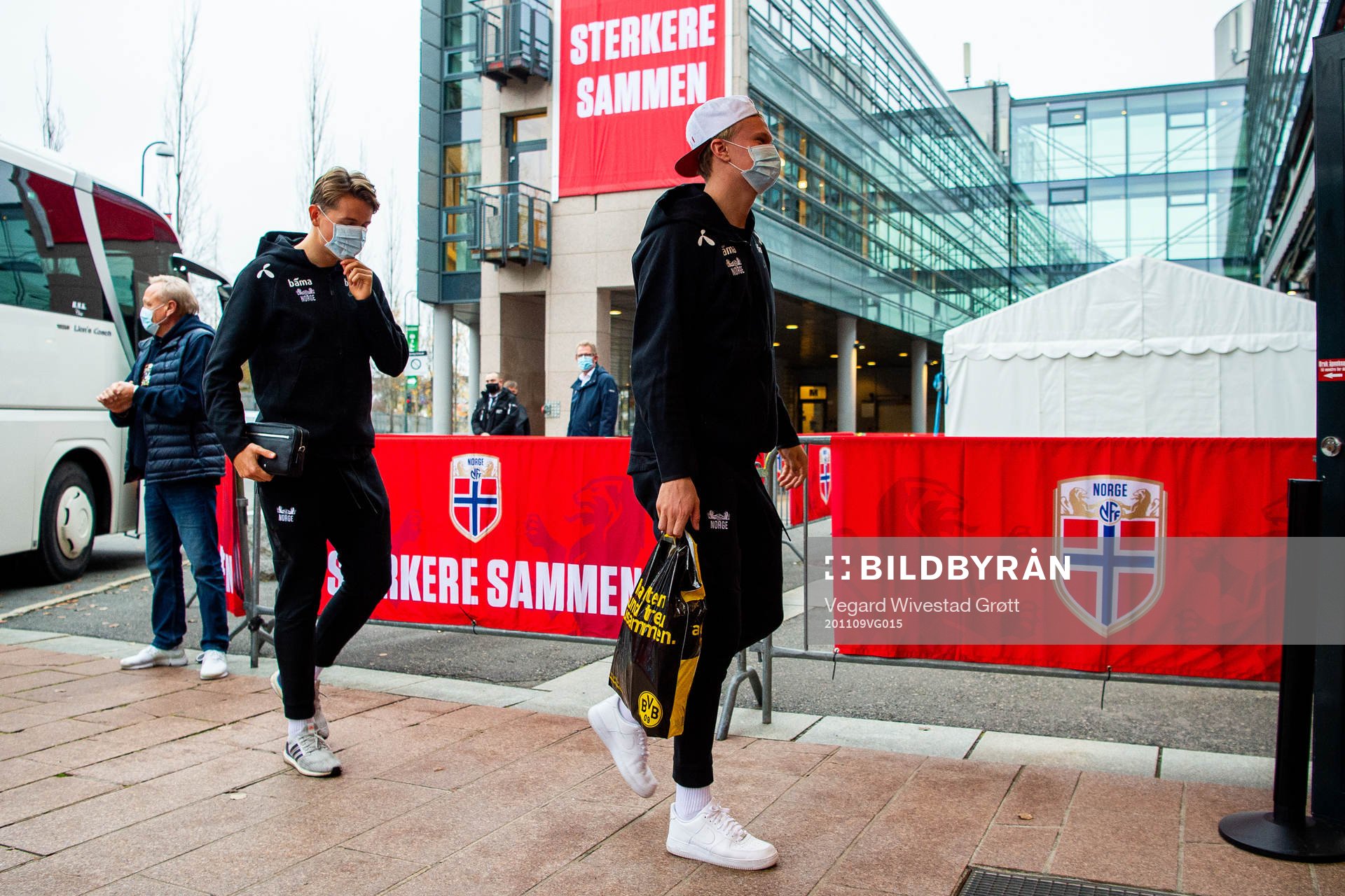 Sander Berge and Erling Braut Haaland of the Norwegian