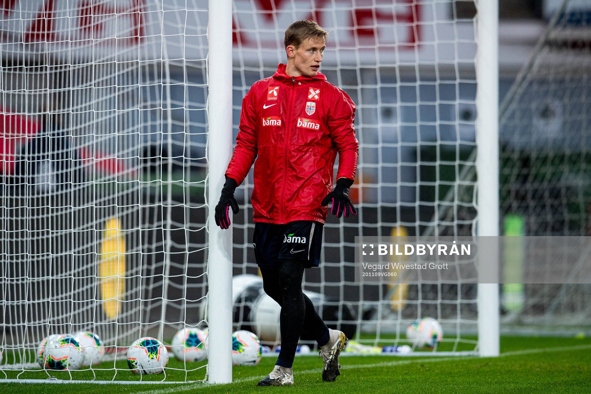 Goalkeeper Sondre Rossbach of the Norwegian national football team during a training session on November 9, 2020 in Oslo.