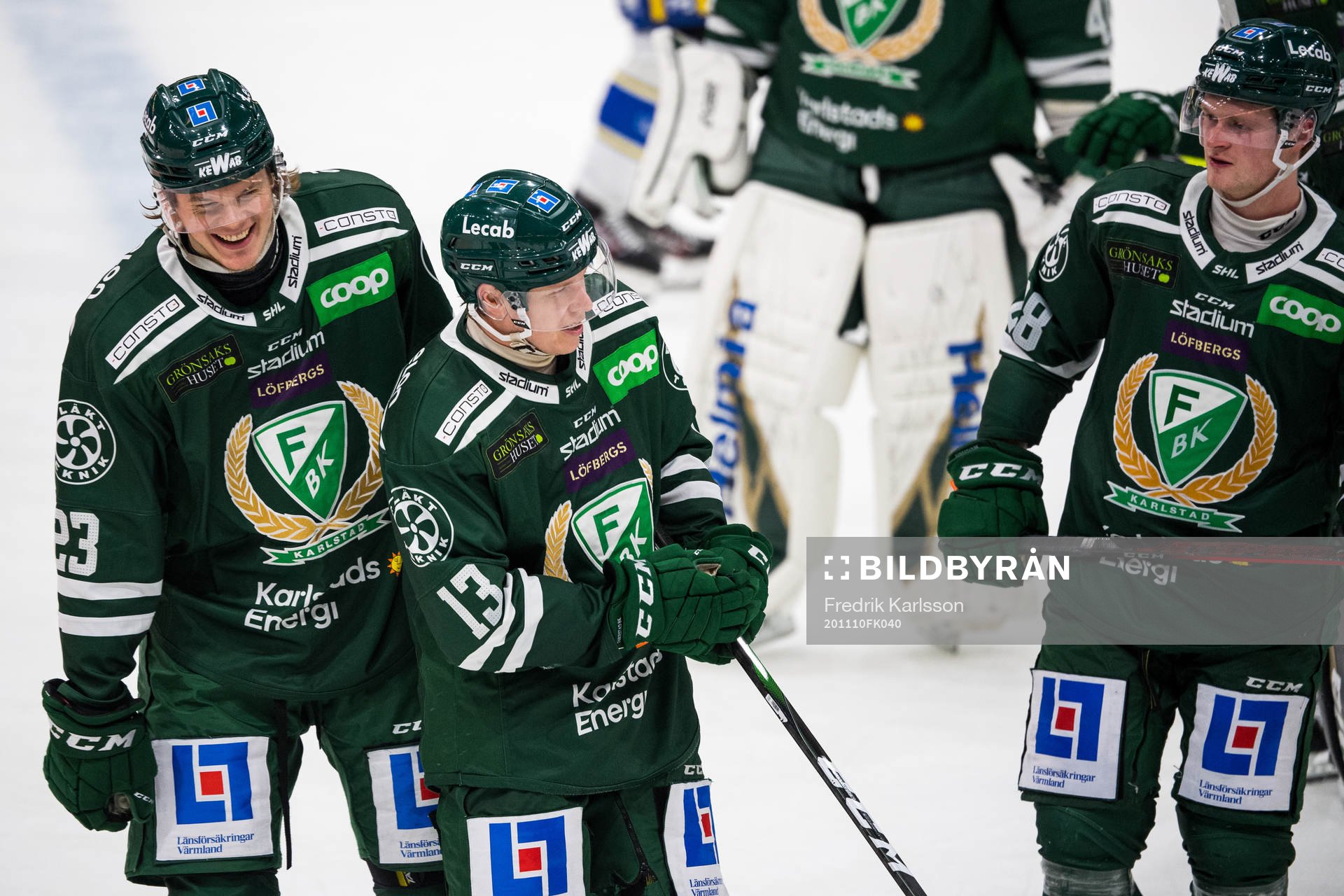 Färjestads Albin Eriksson och Daniel Viksten jublar