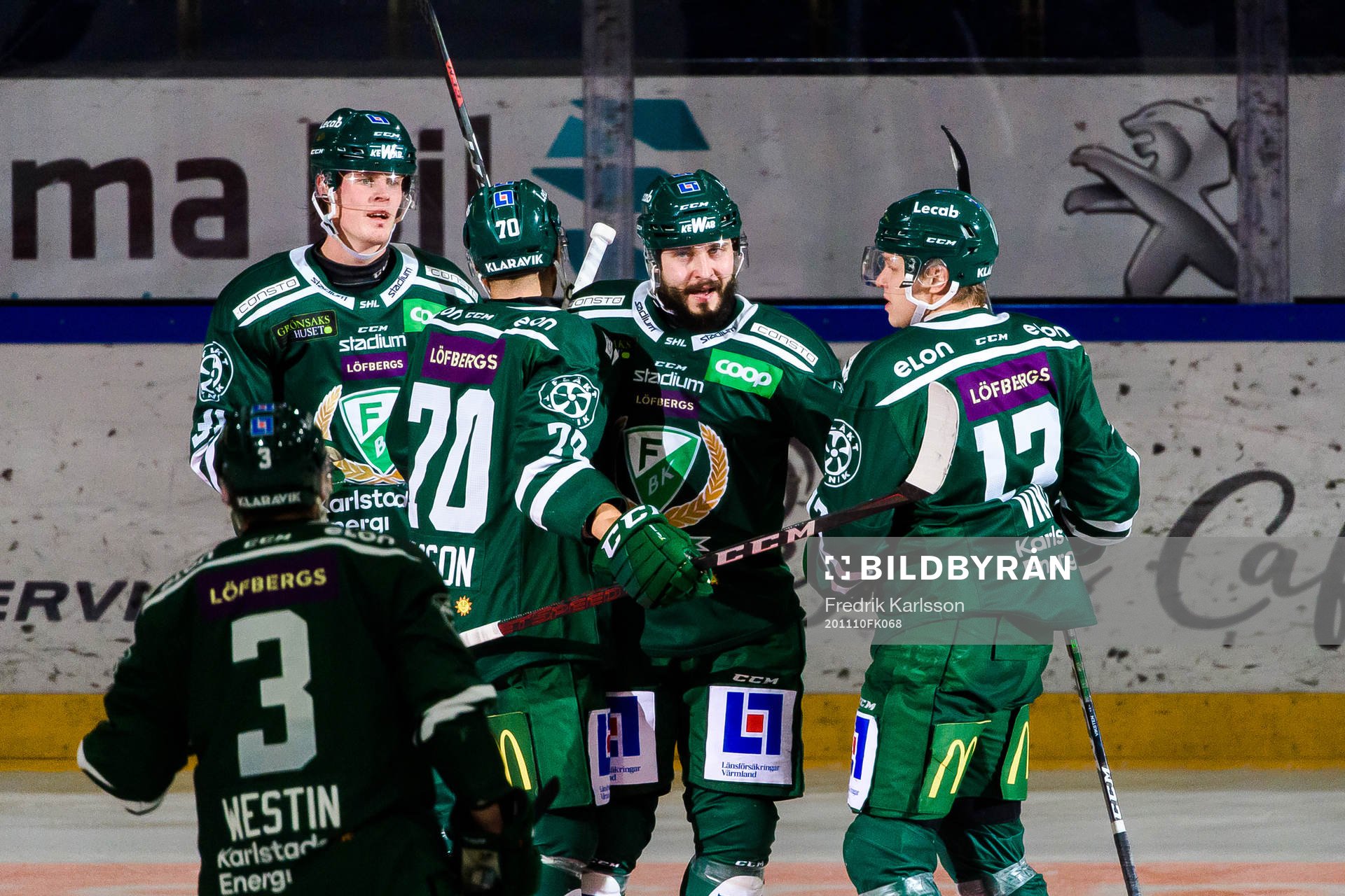 Färjestads Carl Jakobsson, Jesse Virtanen och Daniel