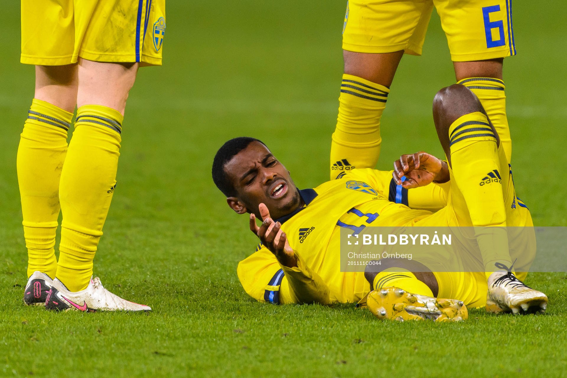 Alexander Isak of Sweden in pain