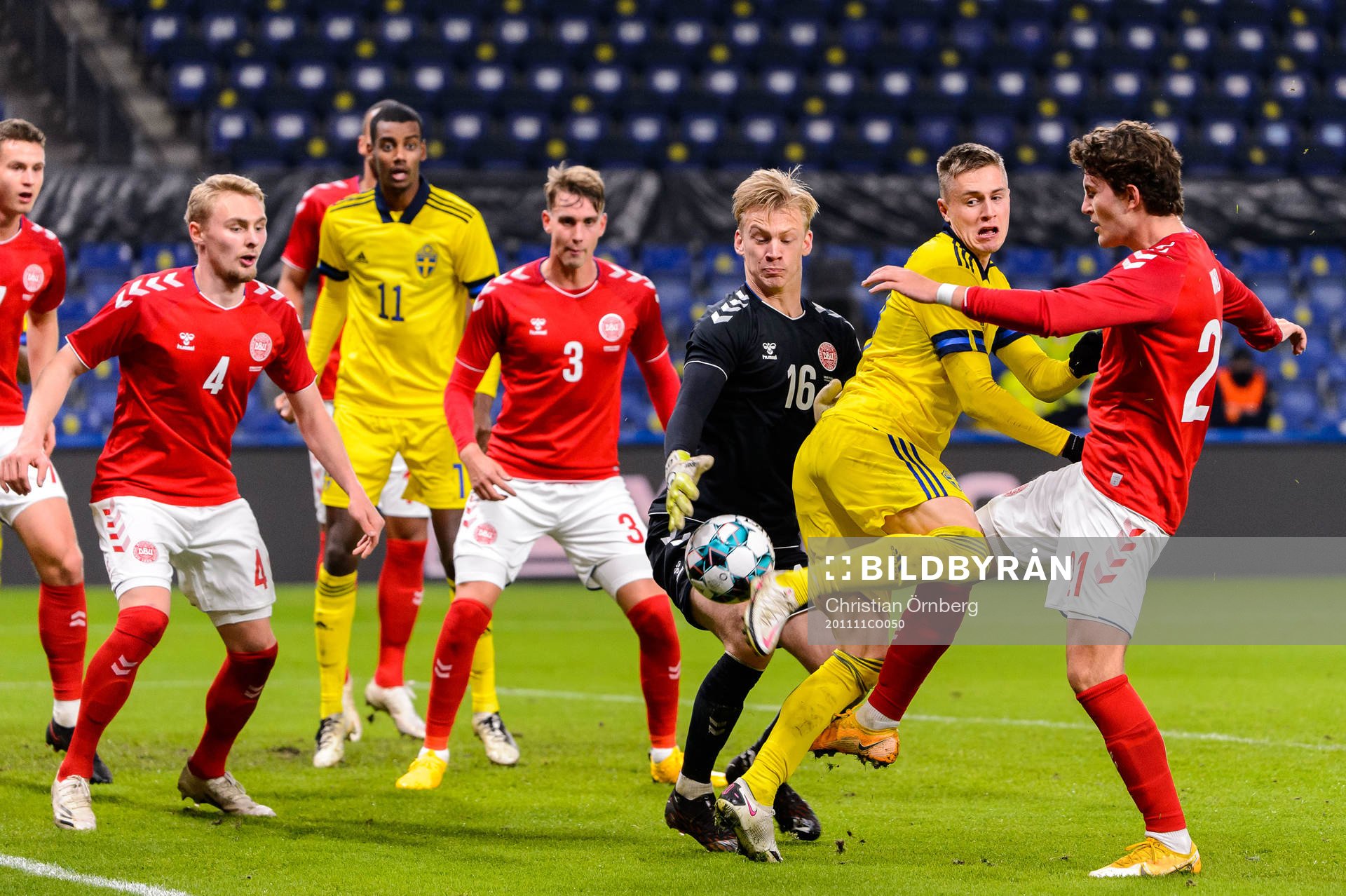 Mattias Svanberg of Sweden against goalkeeper Oliver