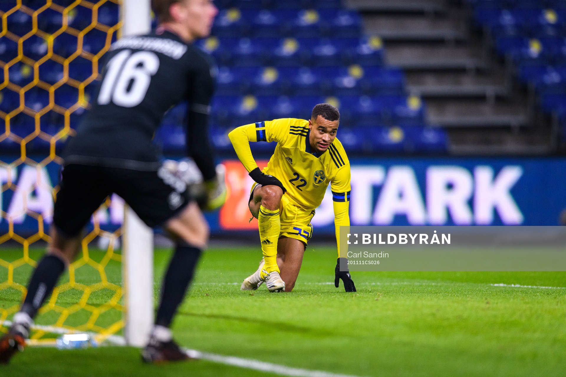 Robin Quaison of Sweden looks dejected