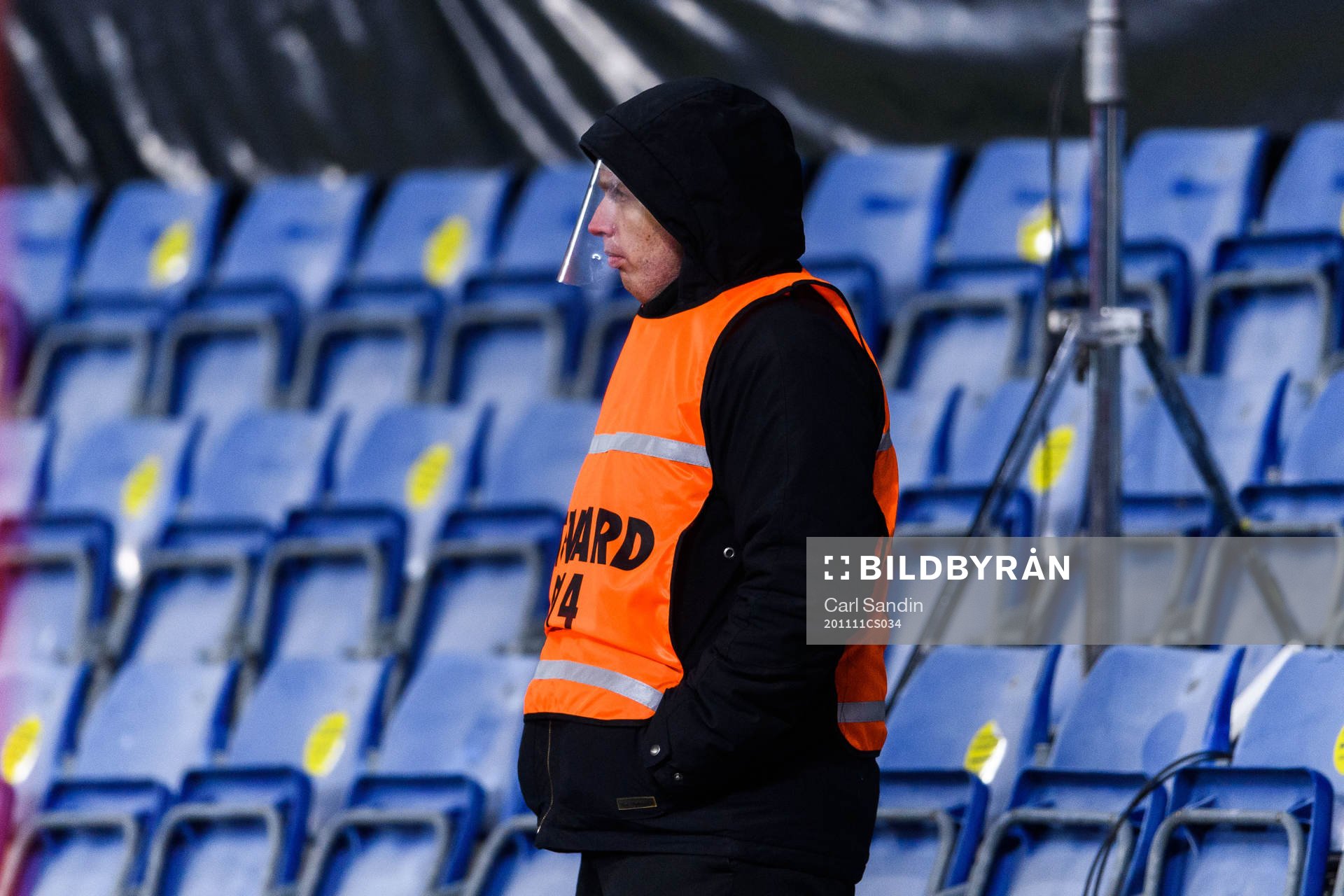 A steward with a face mask due to the corona virus, Covid-19