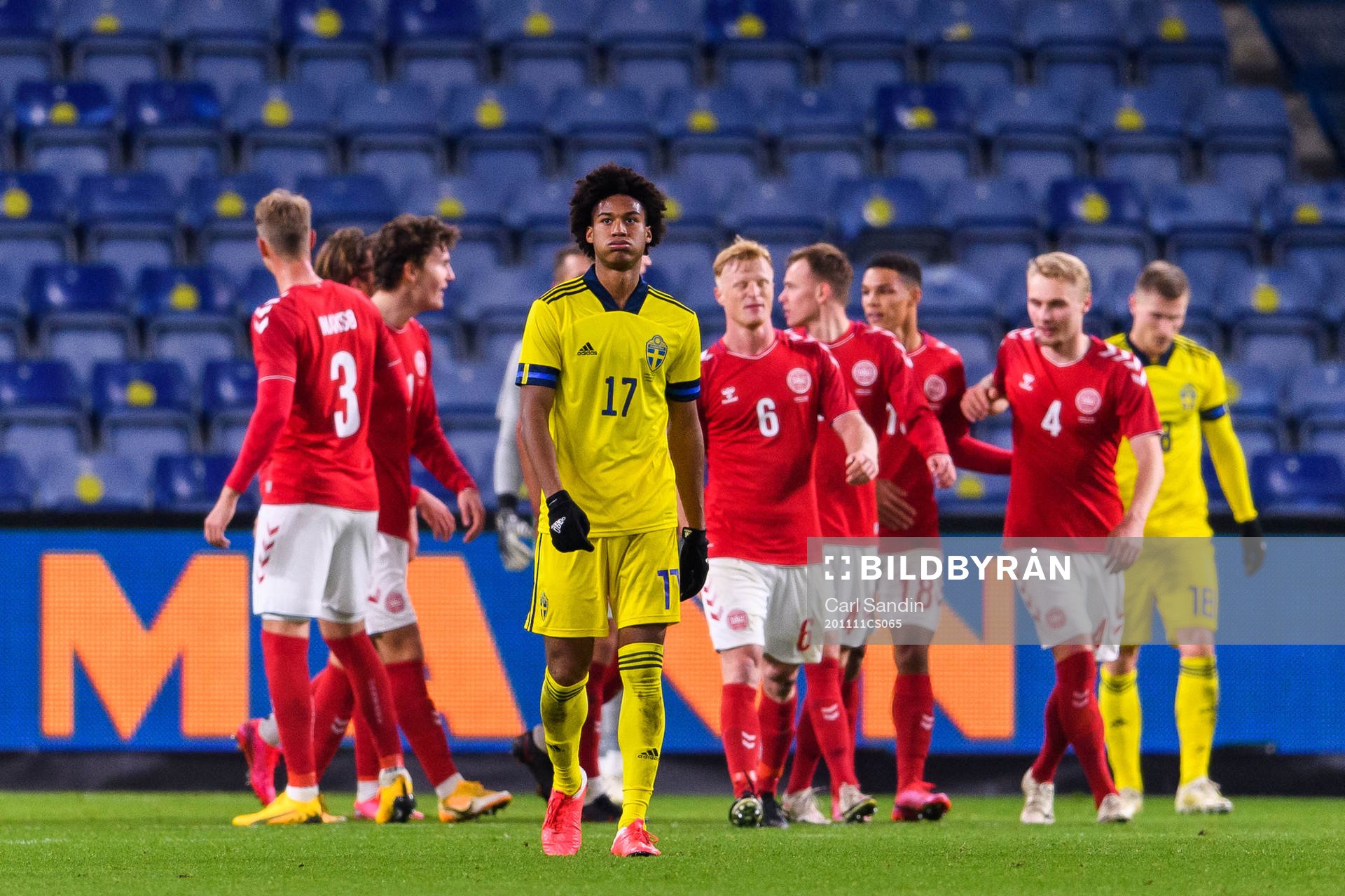 Jens-Lys Cajuste of Sweden looks dejected