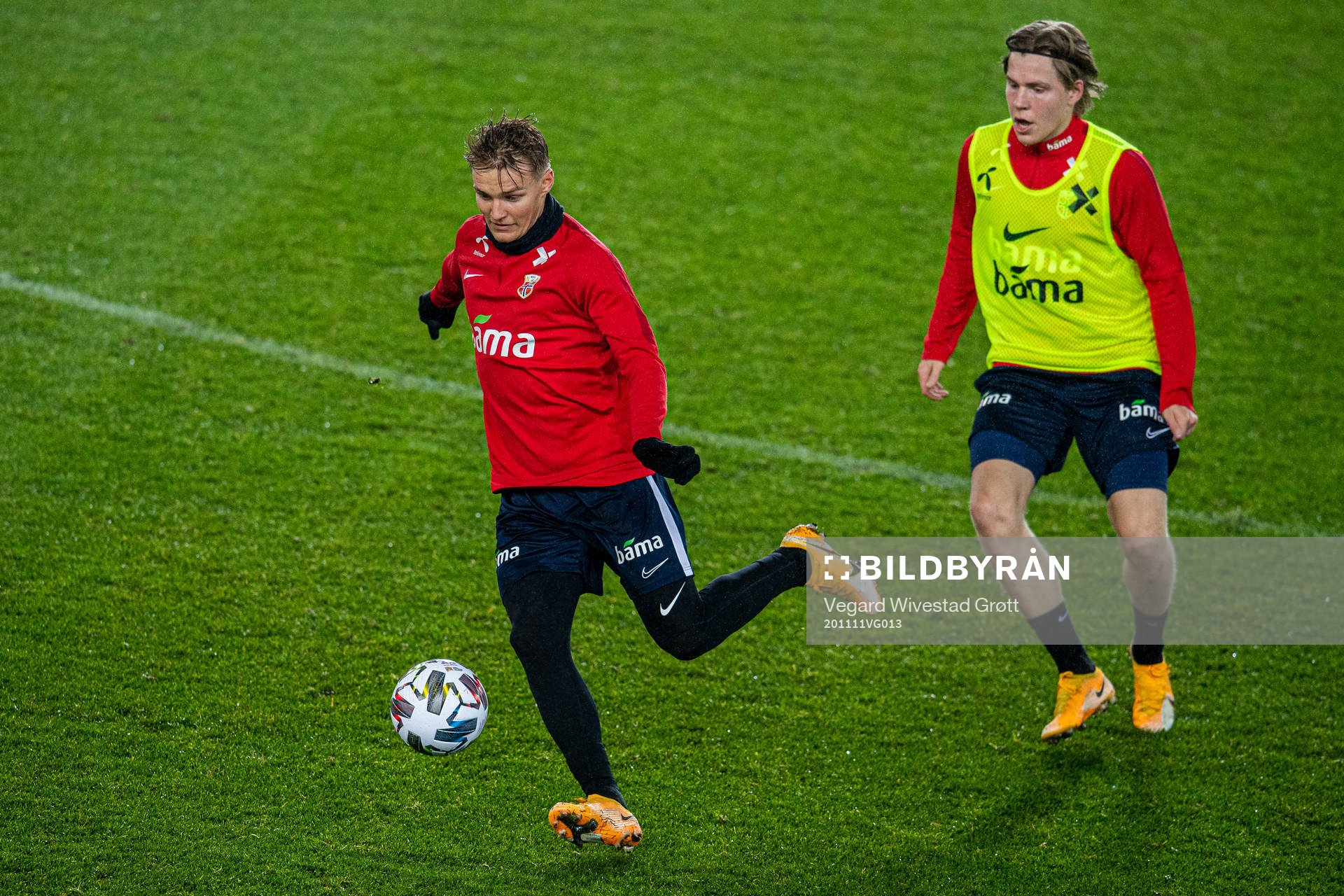 Martin Ødegaard and Jens Petter Hauge of the Norwegian