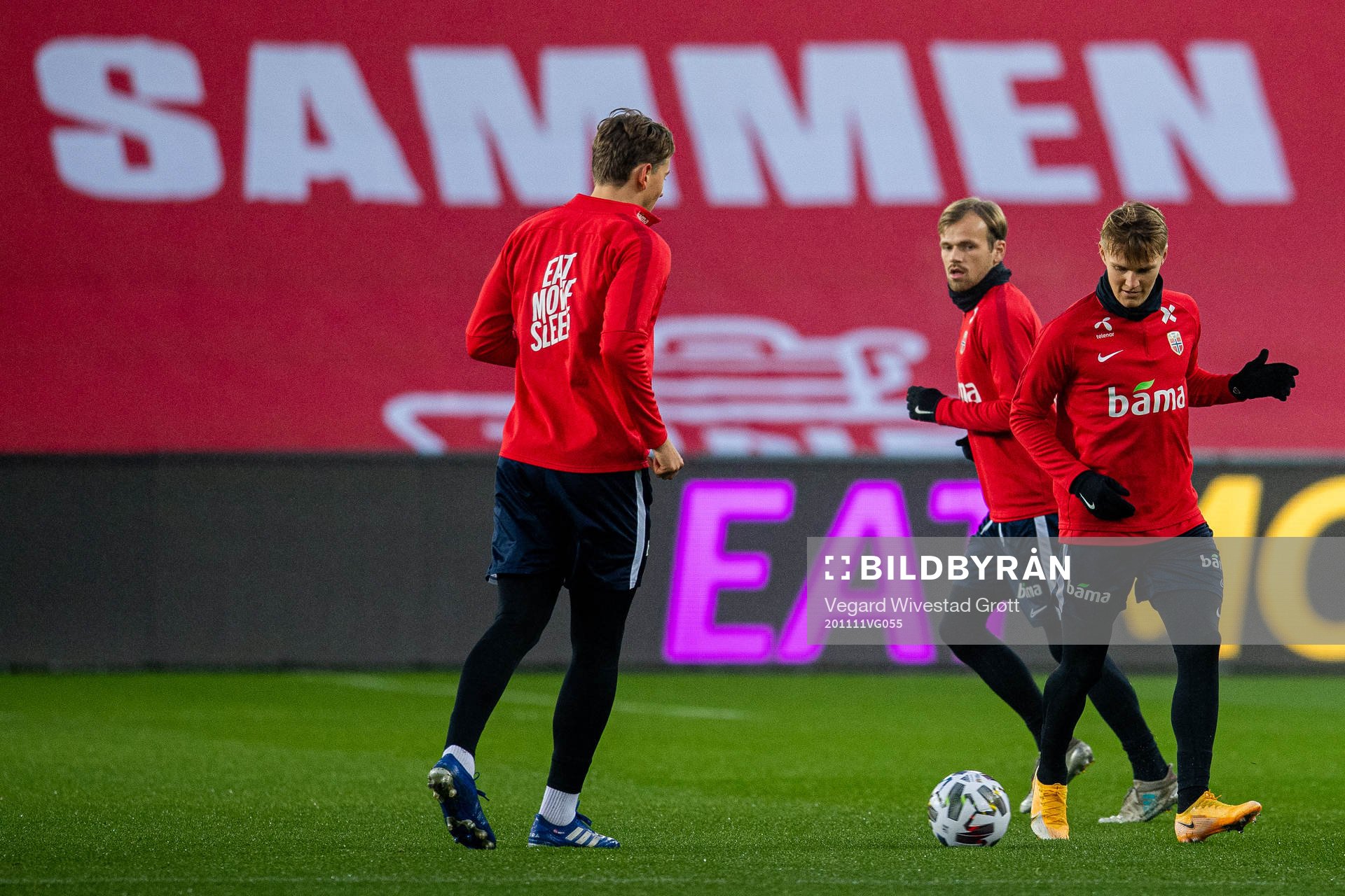 Sander Berge, Iver Fossum and Martin Ødegaard of the