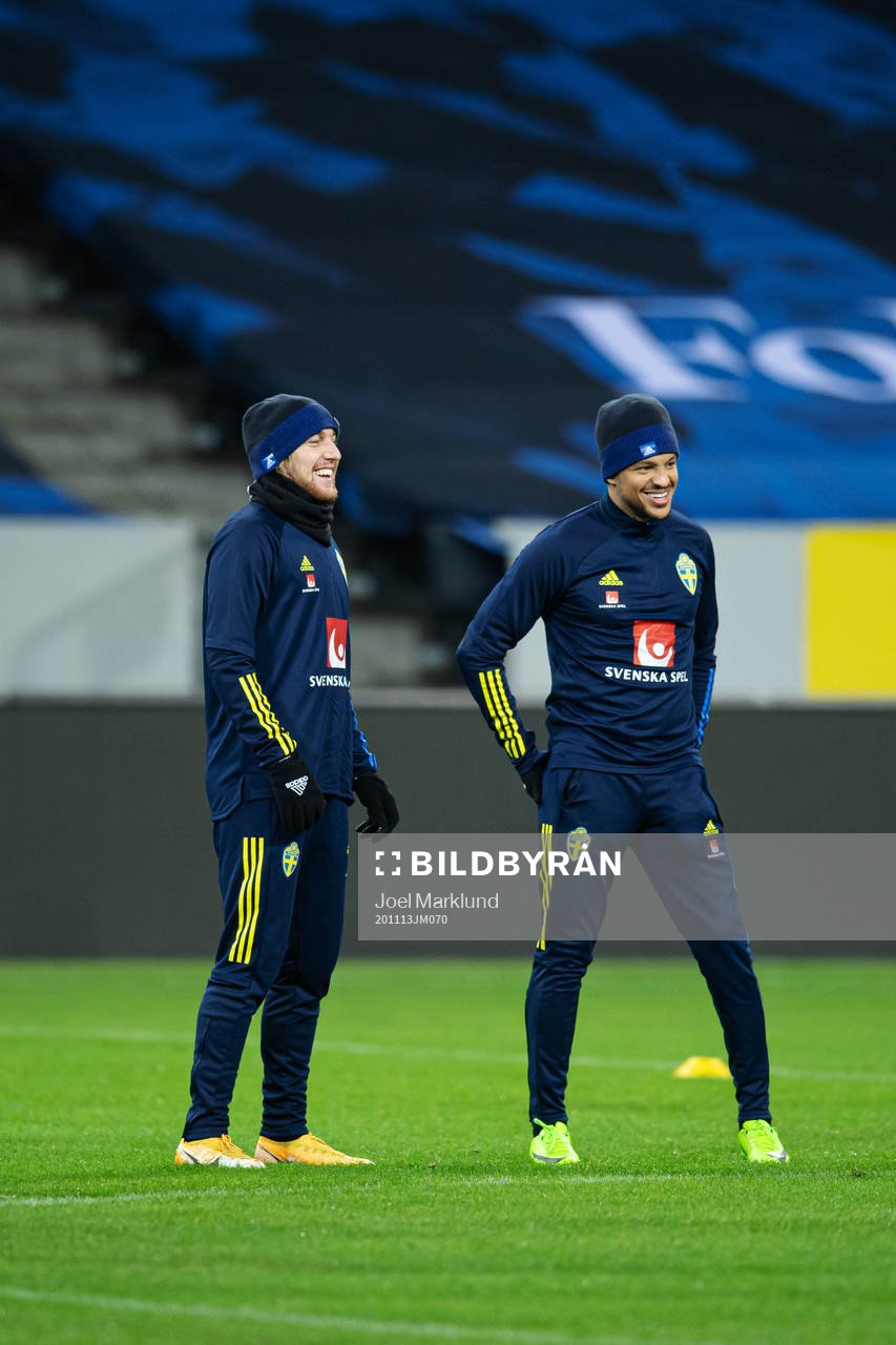 Emil Forsberg and Martin Olsson of the Swedish national