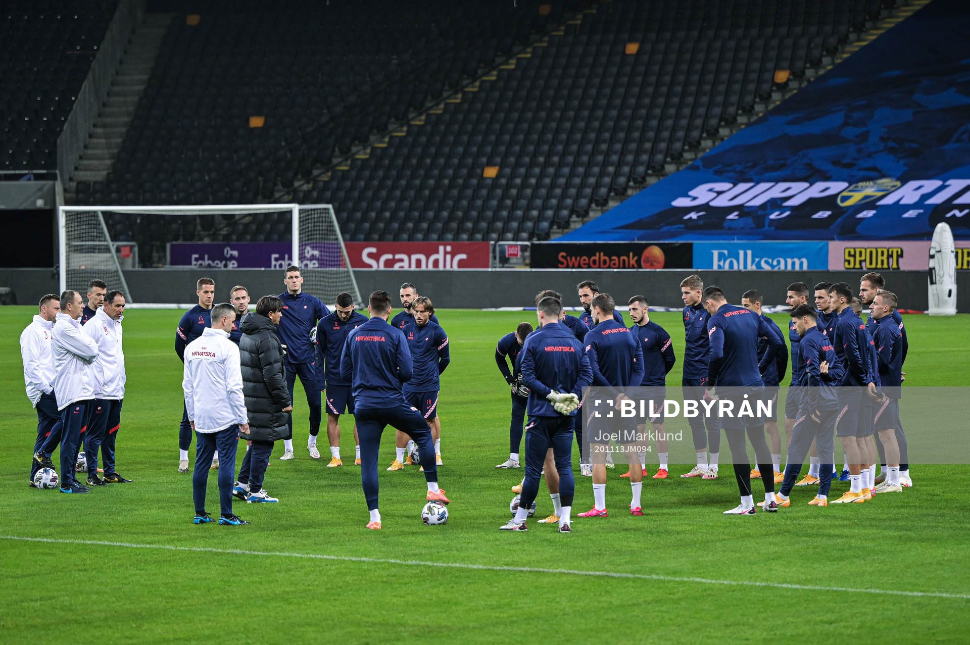 Players of the Croatian national football team listening to