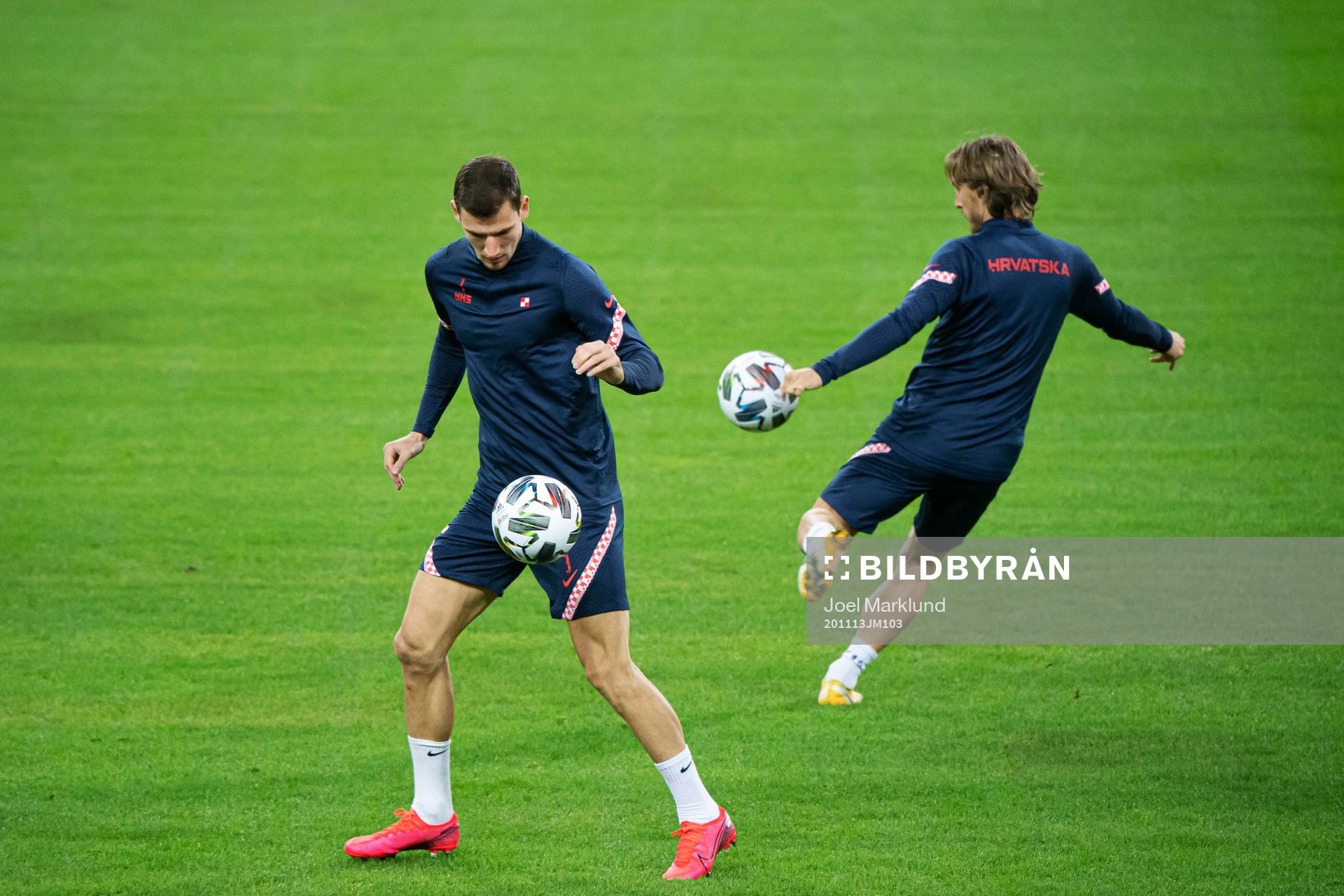 Borna Barisic and Luka Modric of the Croatian national