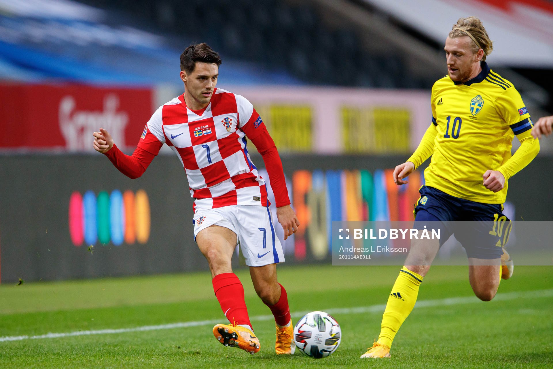 Josip Brekalo of Croatia and Emil Forsberg of Sweden