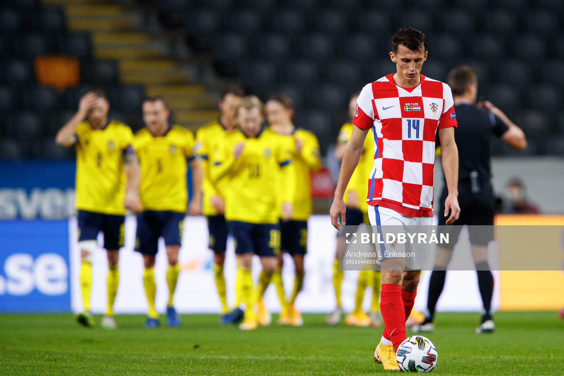 Ante Budimir of Croatia looks dejected
