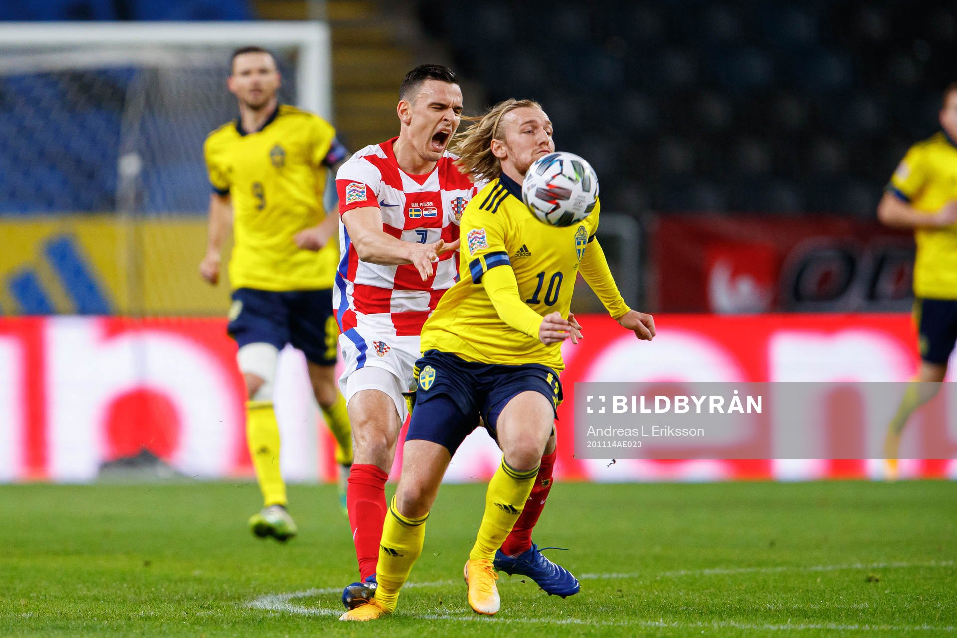 Filip Uremovic of Croatia and Emil Forsberg of Sweden