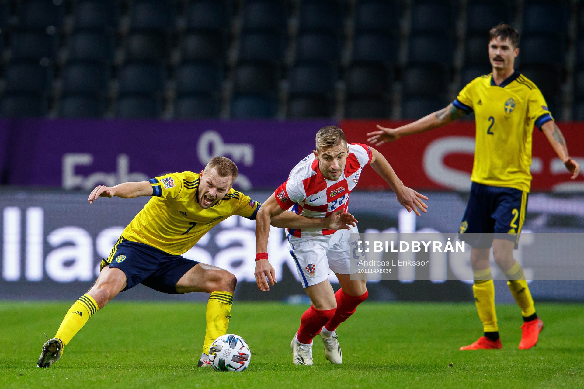 Sebastian Larsson and Mikael Lustig of Sweden against Dario
