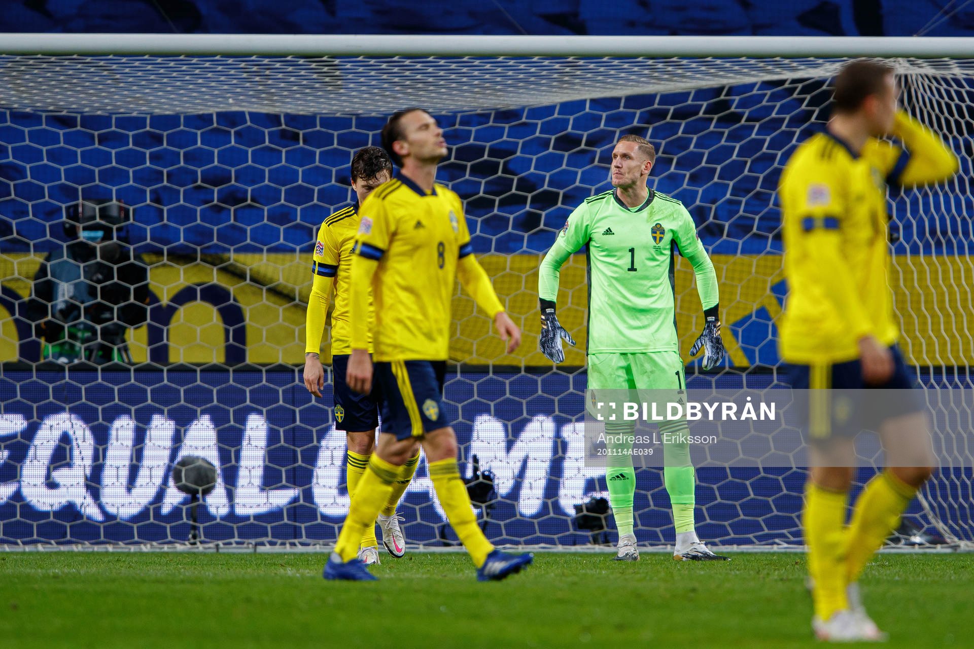 Goalkeeper Robin Olsen of Sweden looks dejected