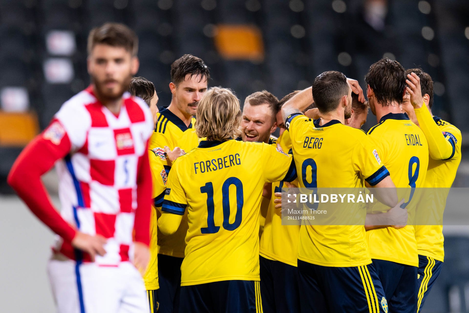 Sebastian Larsson of Sweden celebrates with his team mates