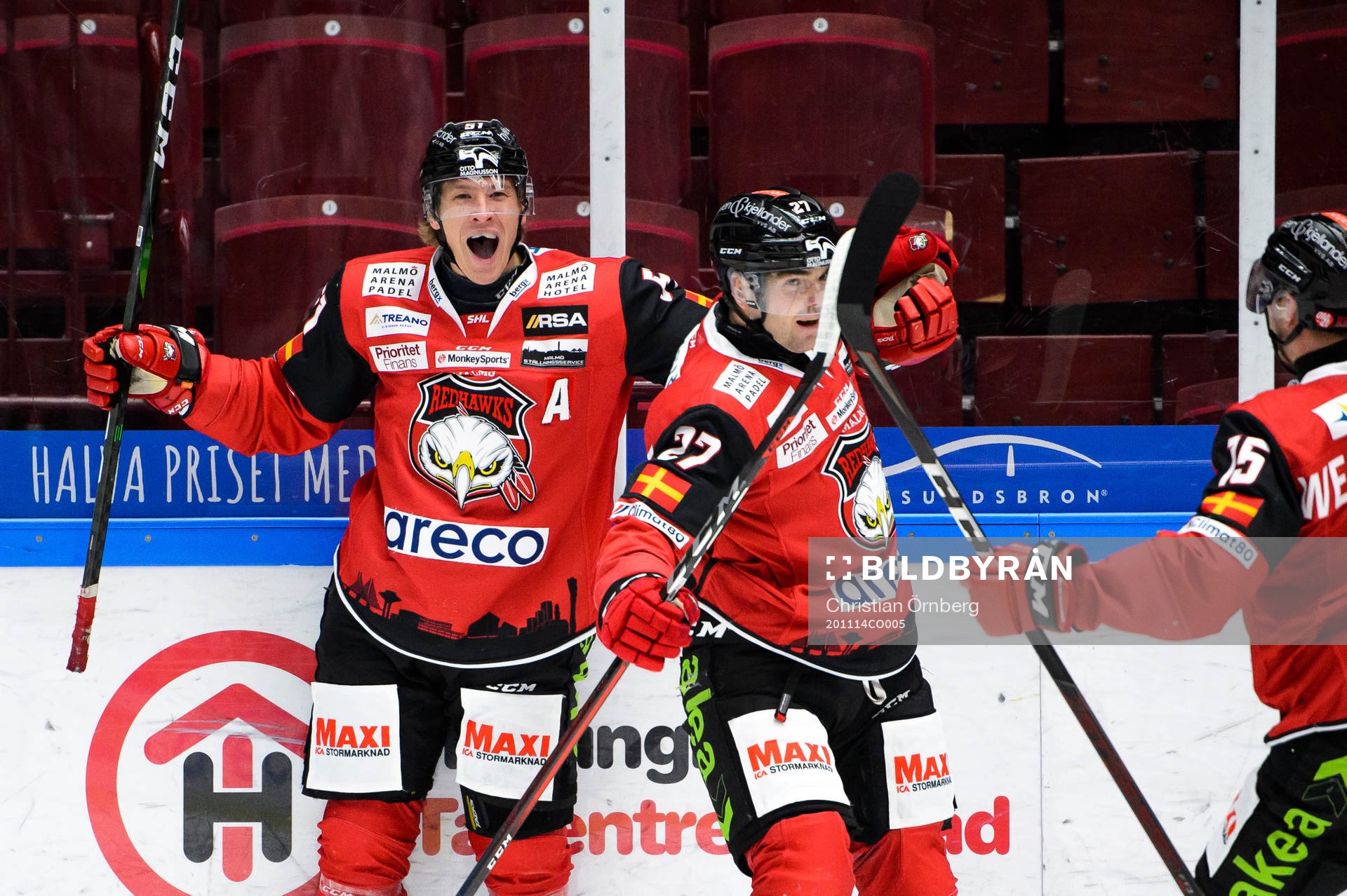 Malmö Redhawks Emil Sylvegård och Ponthus Westerholm
