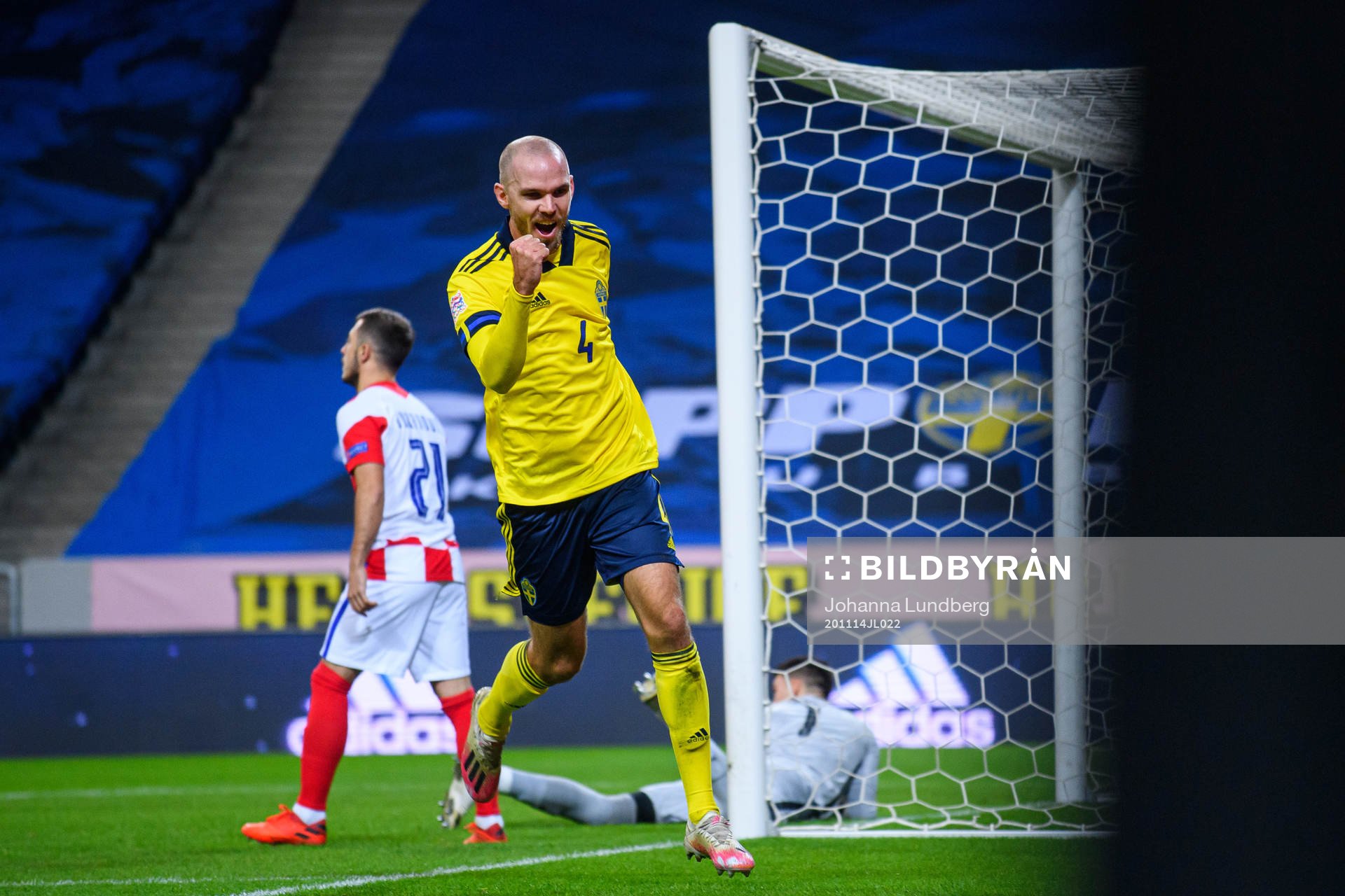 Marcus Danielson of Sweden celebrates the 2-0 goal