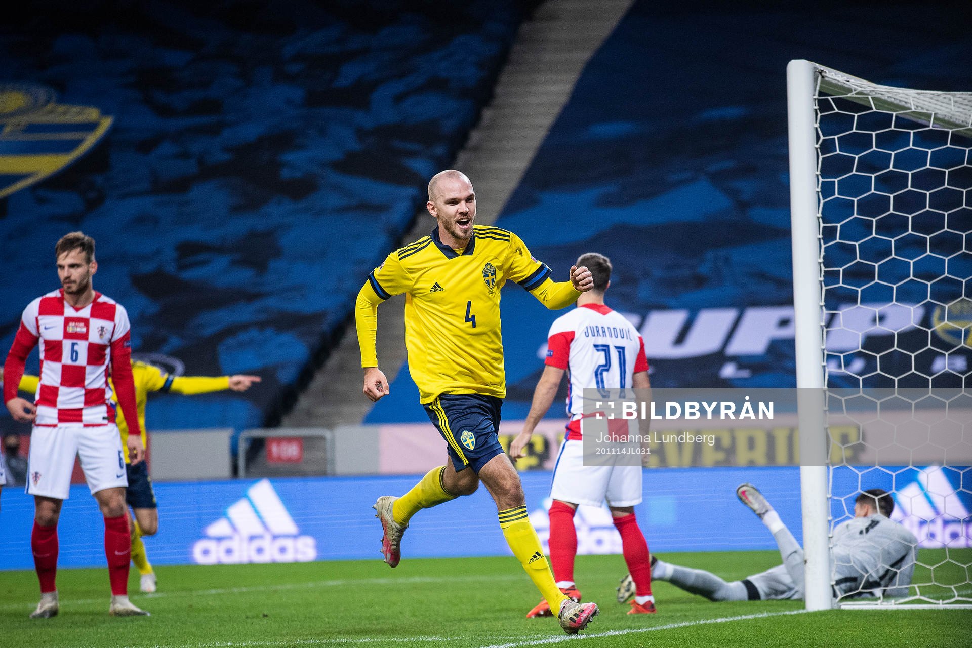 Marcus Danielson of Sweden celebrates the 2-0 goal
