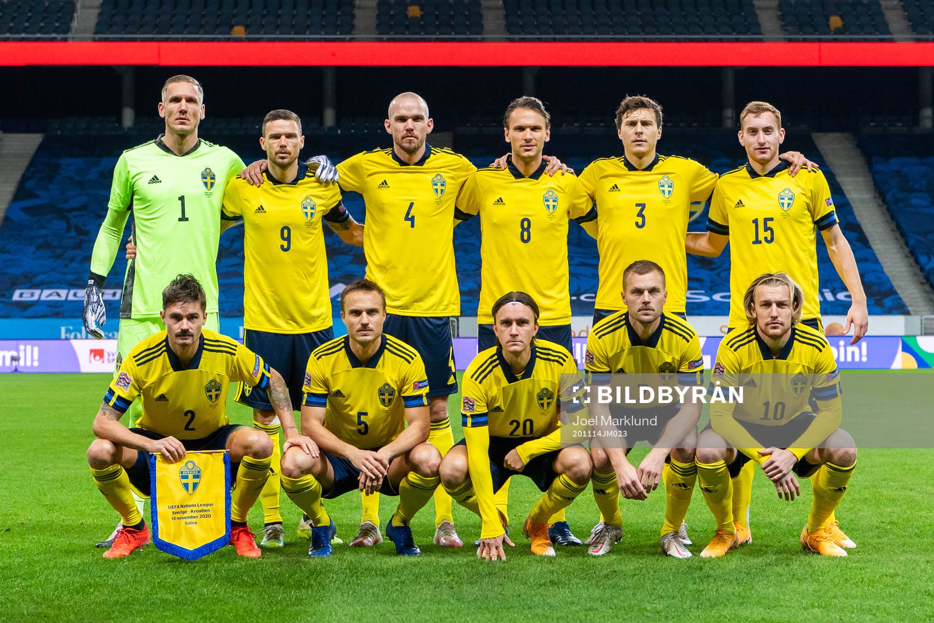 The starting eleven of Sweden pose for a team picture