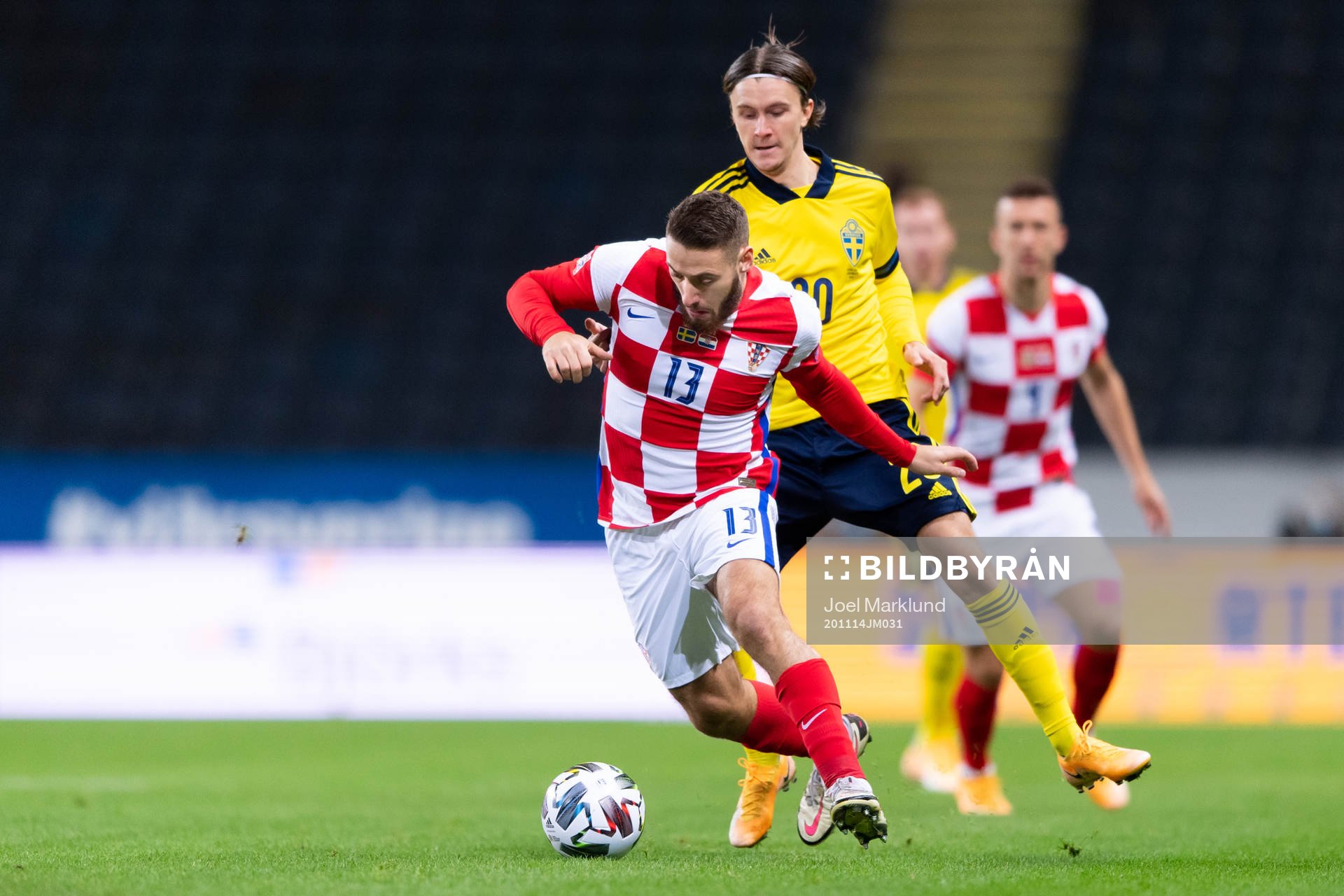Nikola Vlasic of Croatia and Kristoffer Olsson of Sweden
