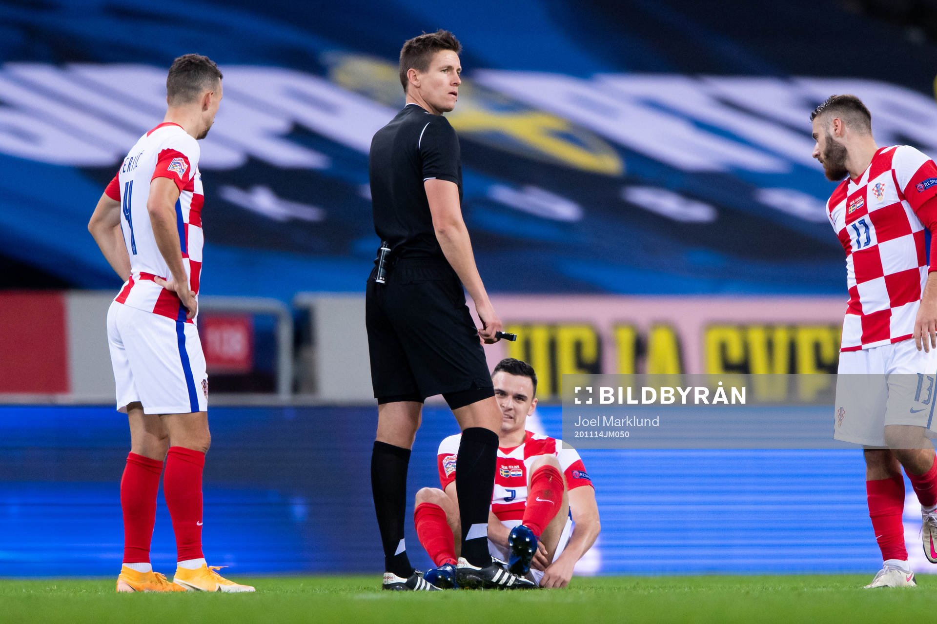 Filip Uremovic of Croatia is injured