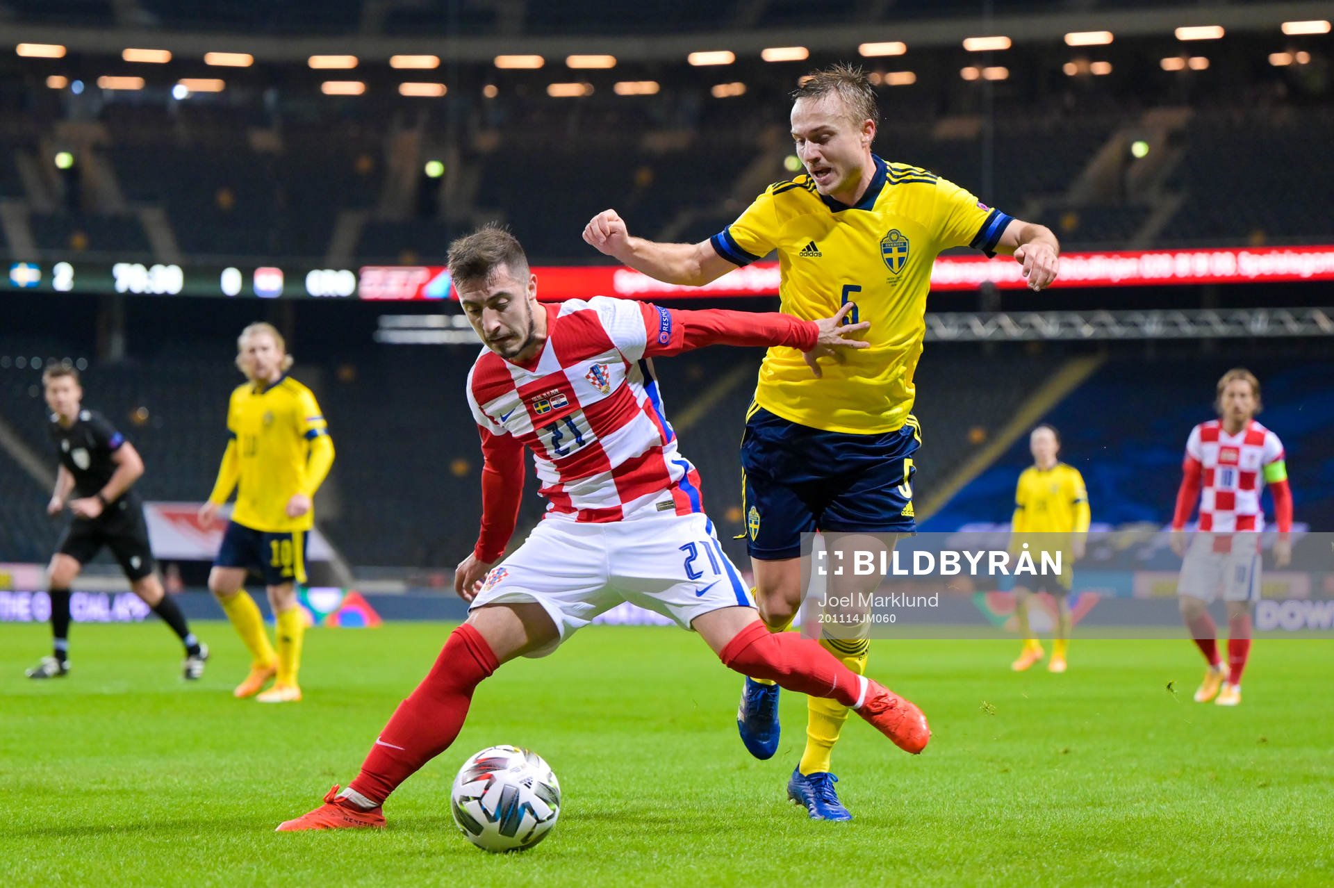 Josip Juranovic of Croatia and Pierre Bengtsson of Sweden