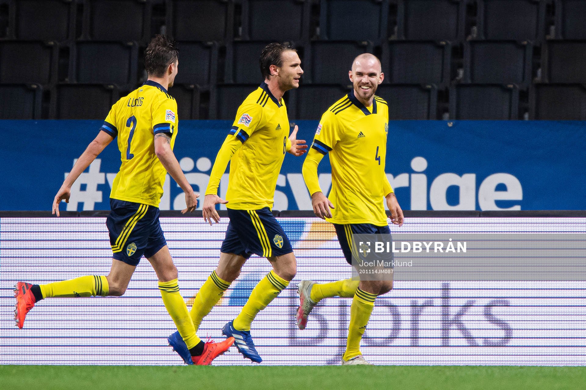 Mikael Lustig, Albin Ekdal and Marcus Danielson of Sweden