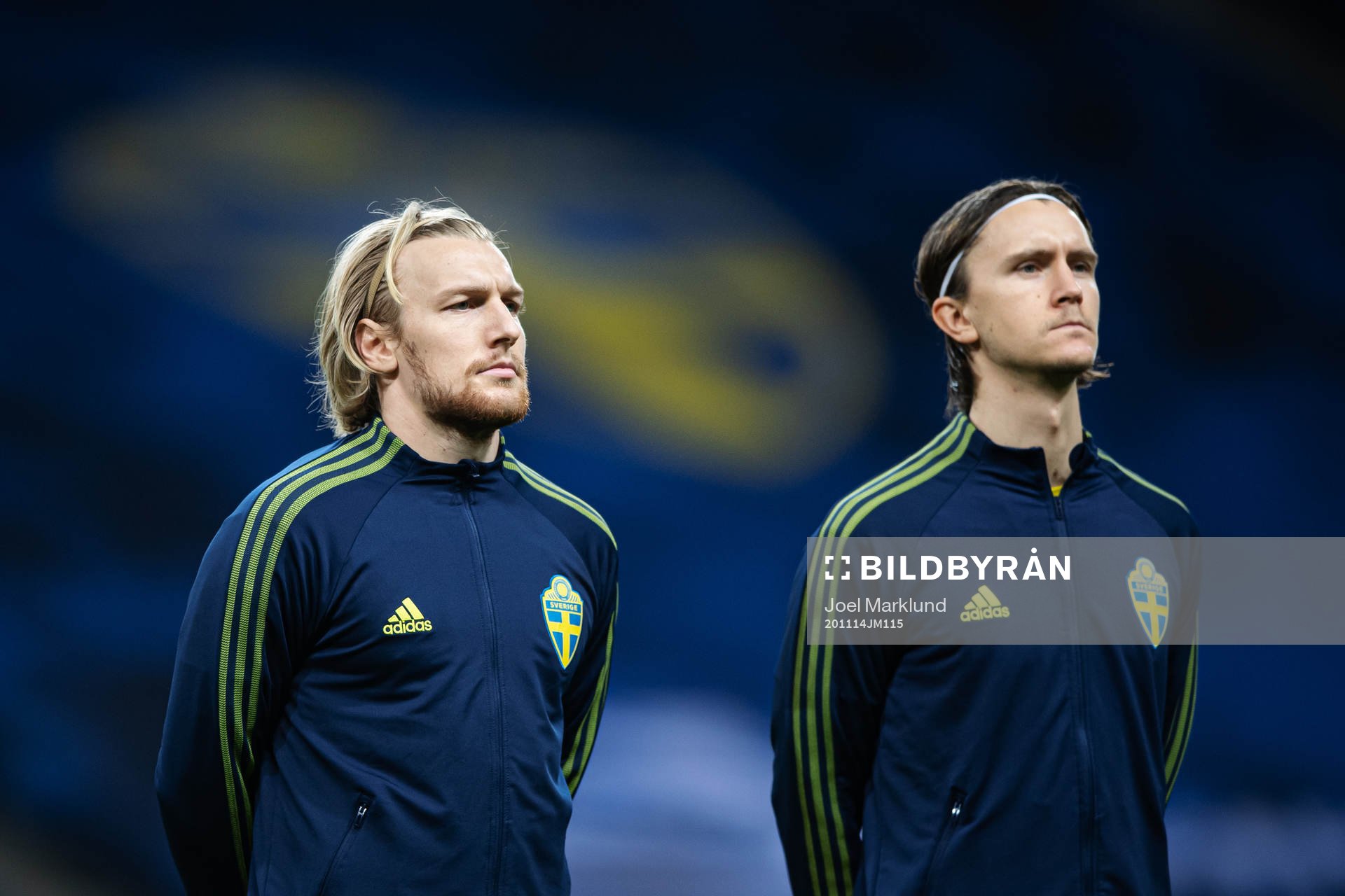 Emil Forsberg and Kristoffer Olsson of Sweden
