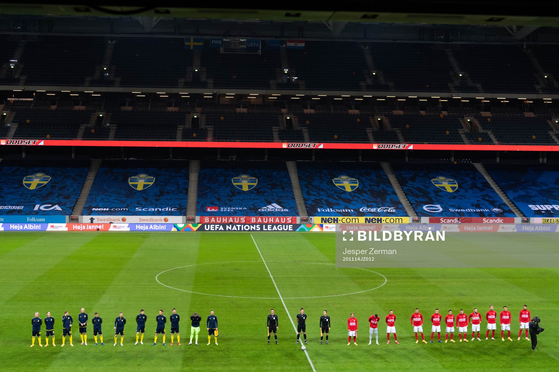 The players of Sweden and Croatia at lineup
