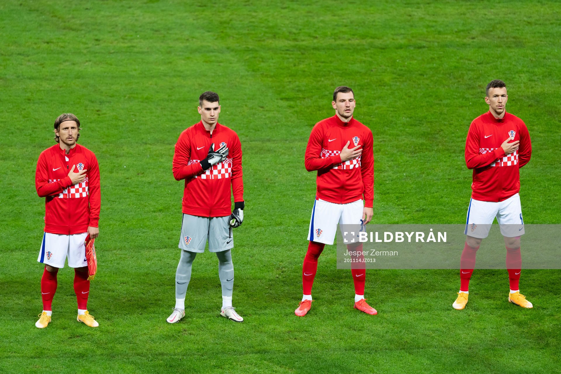 Luka Modric, goalkeeper Dominik Livakovic, Boma Barisic and