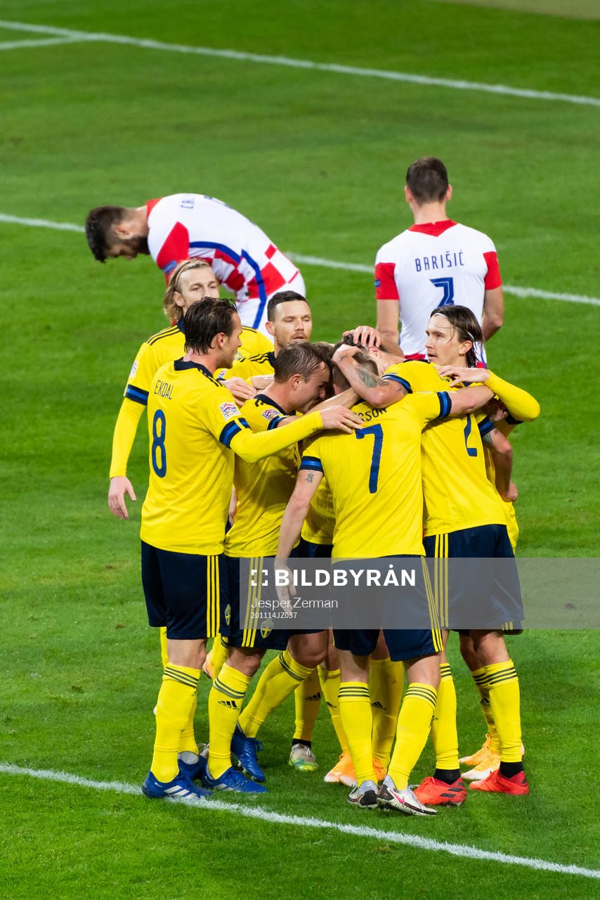 The swedsih players celebrate