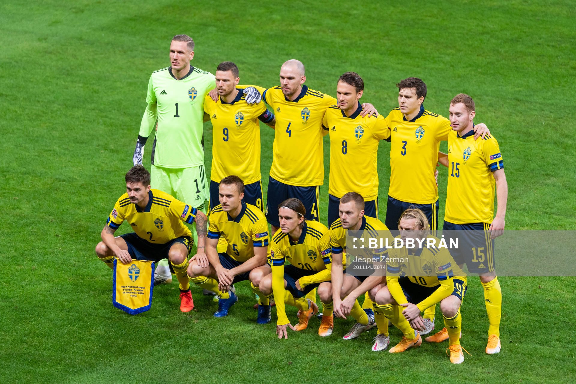 The starting eleven of Sweden pose for a team picture
