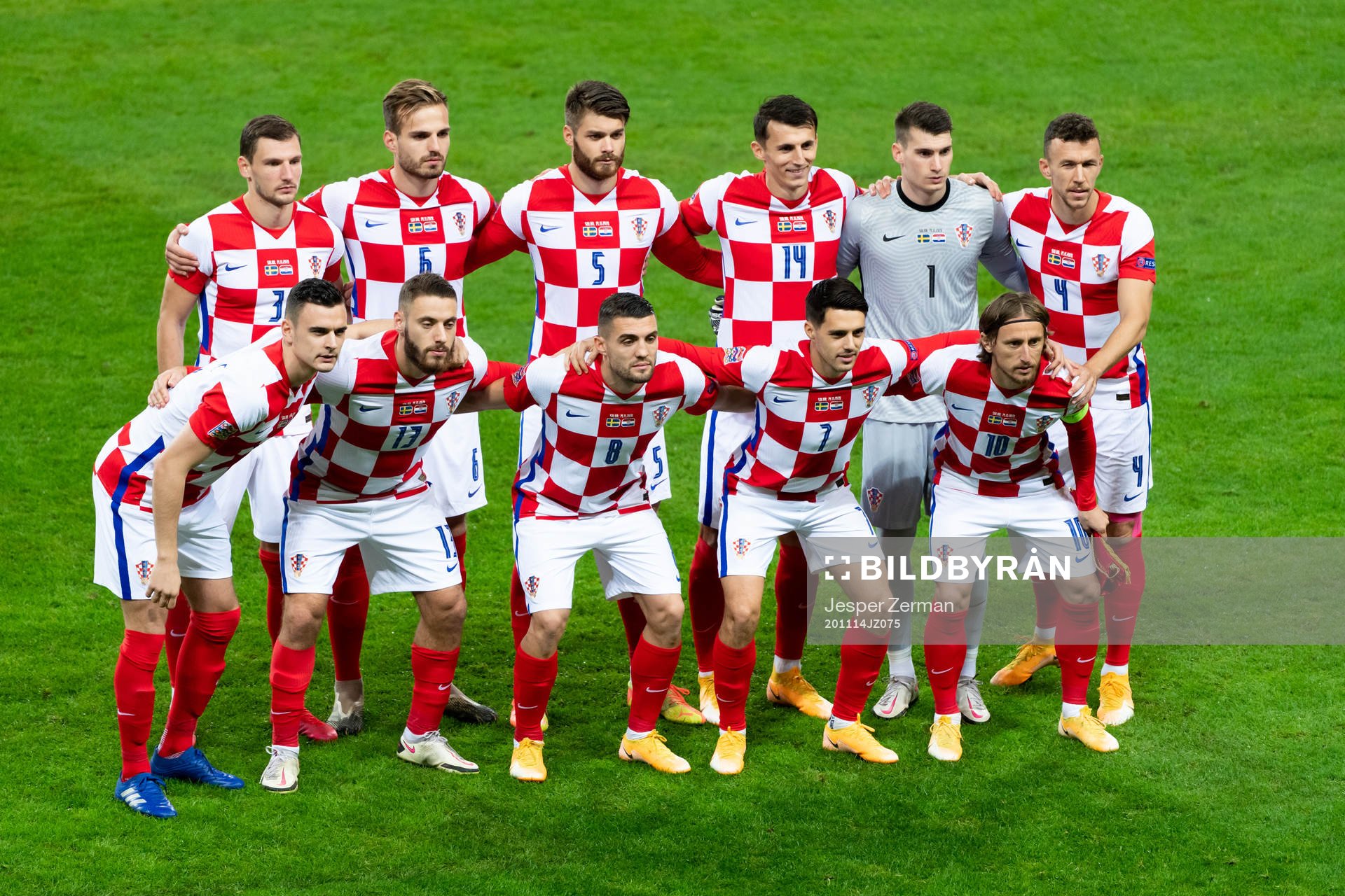 The Croatian starting eleven pose for a team picture