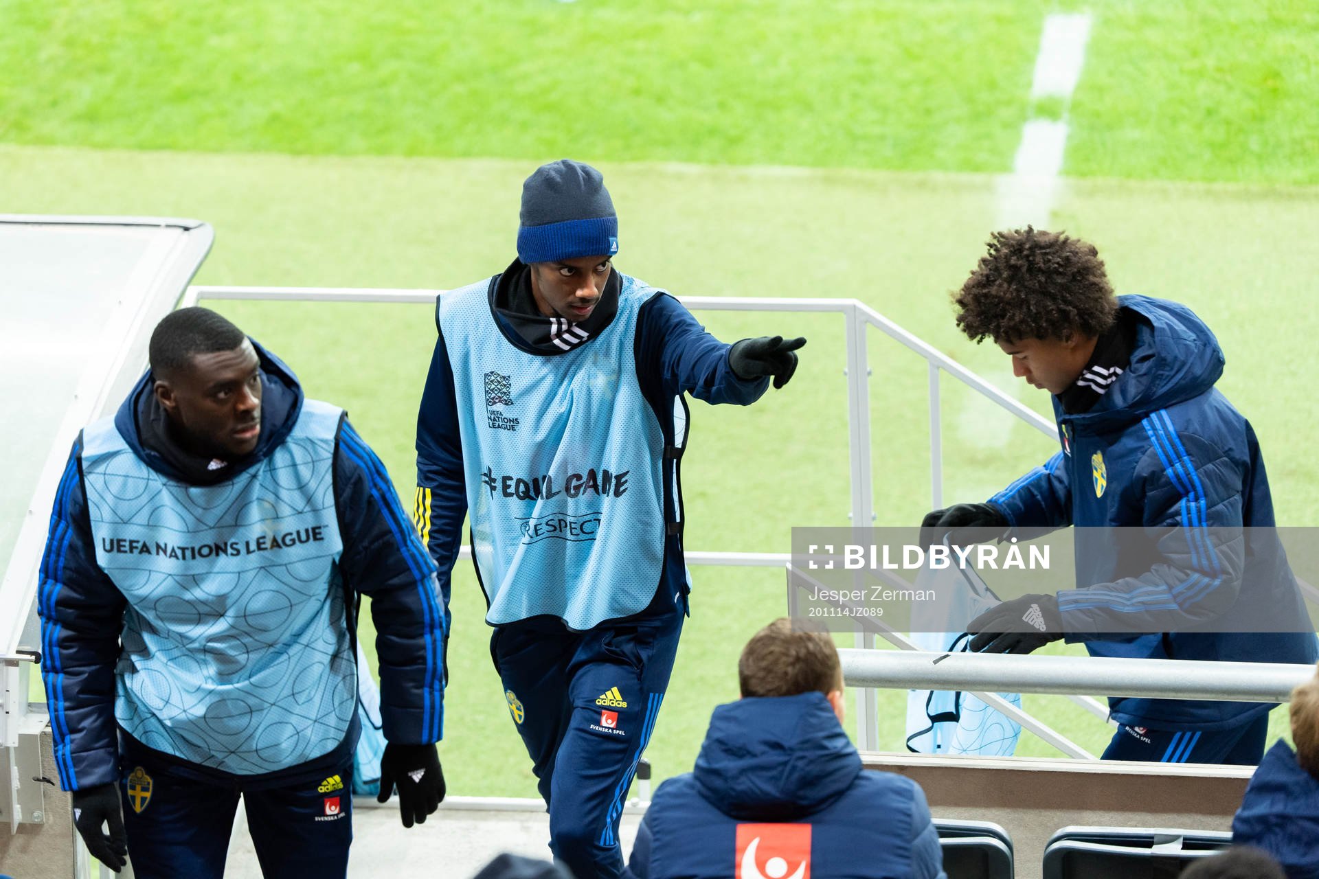 Ken Sema, Alexander Isak and Jens-Lys Cajuste of Sweden in