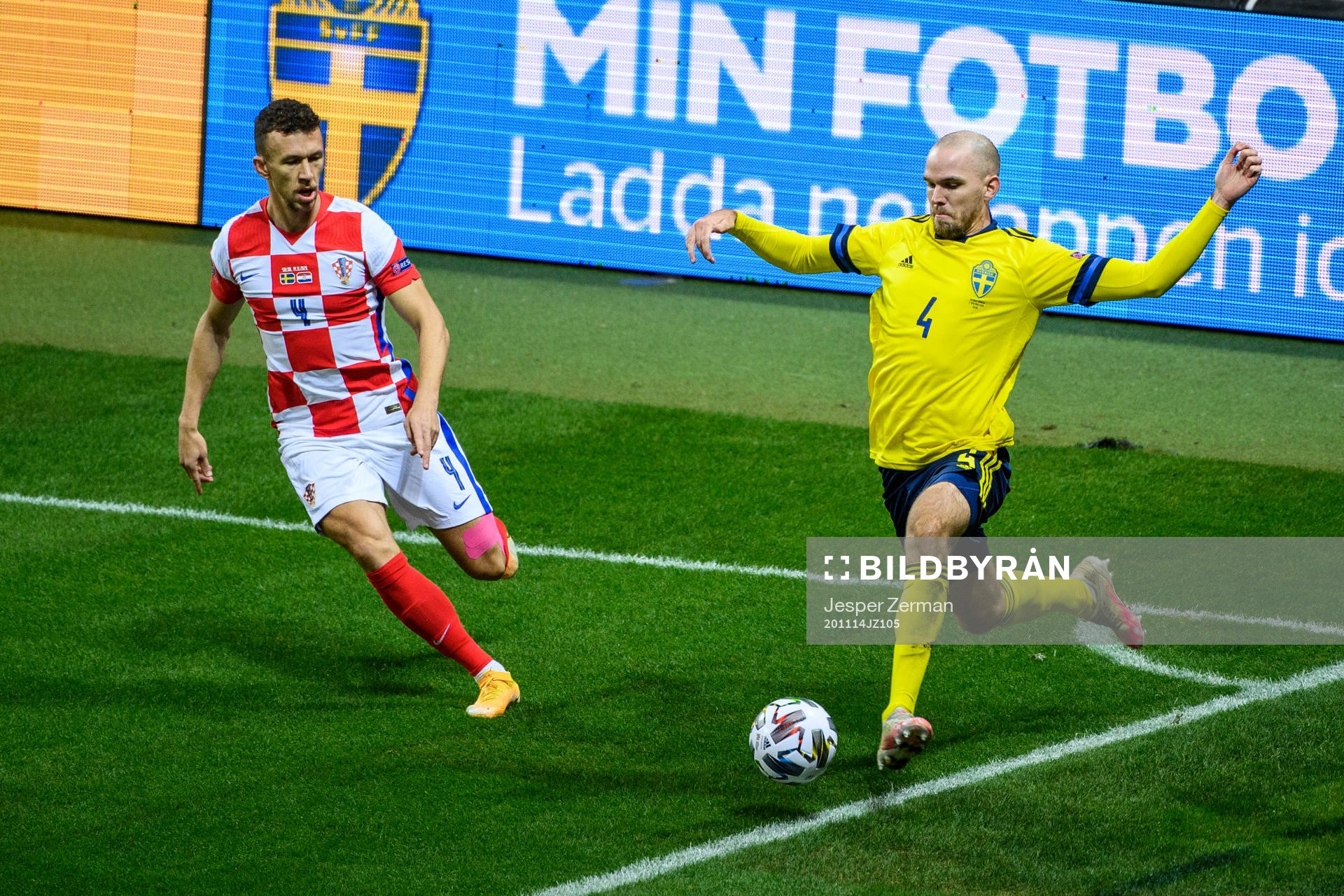 Ivan Perisic of Croatia and Marcus Danielson of Sweden