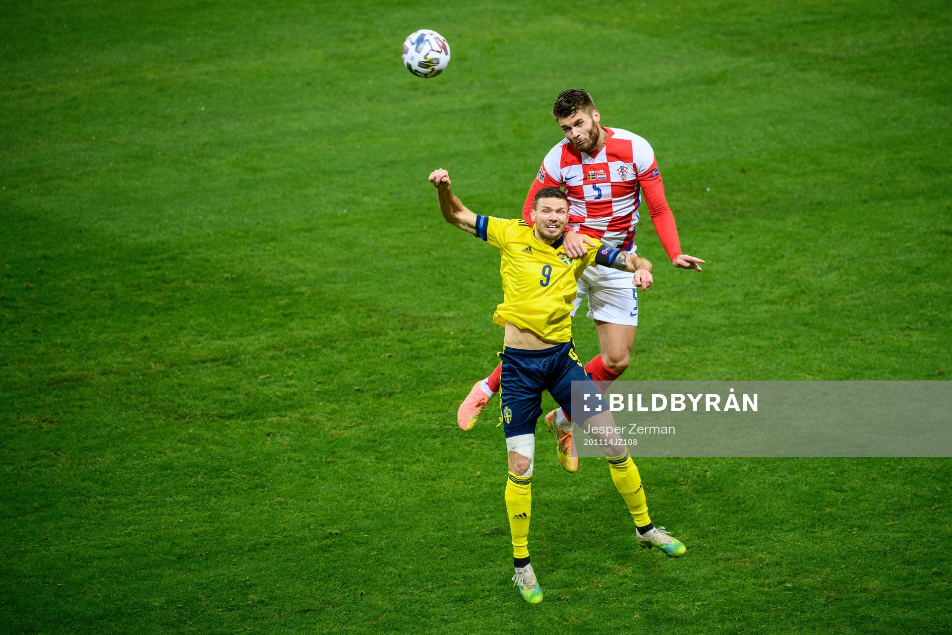 Marcus Berg of Sweden and Duje Caleta-Car of Croatia
