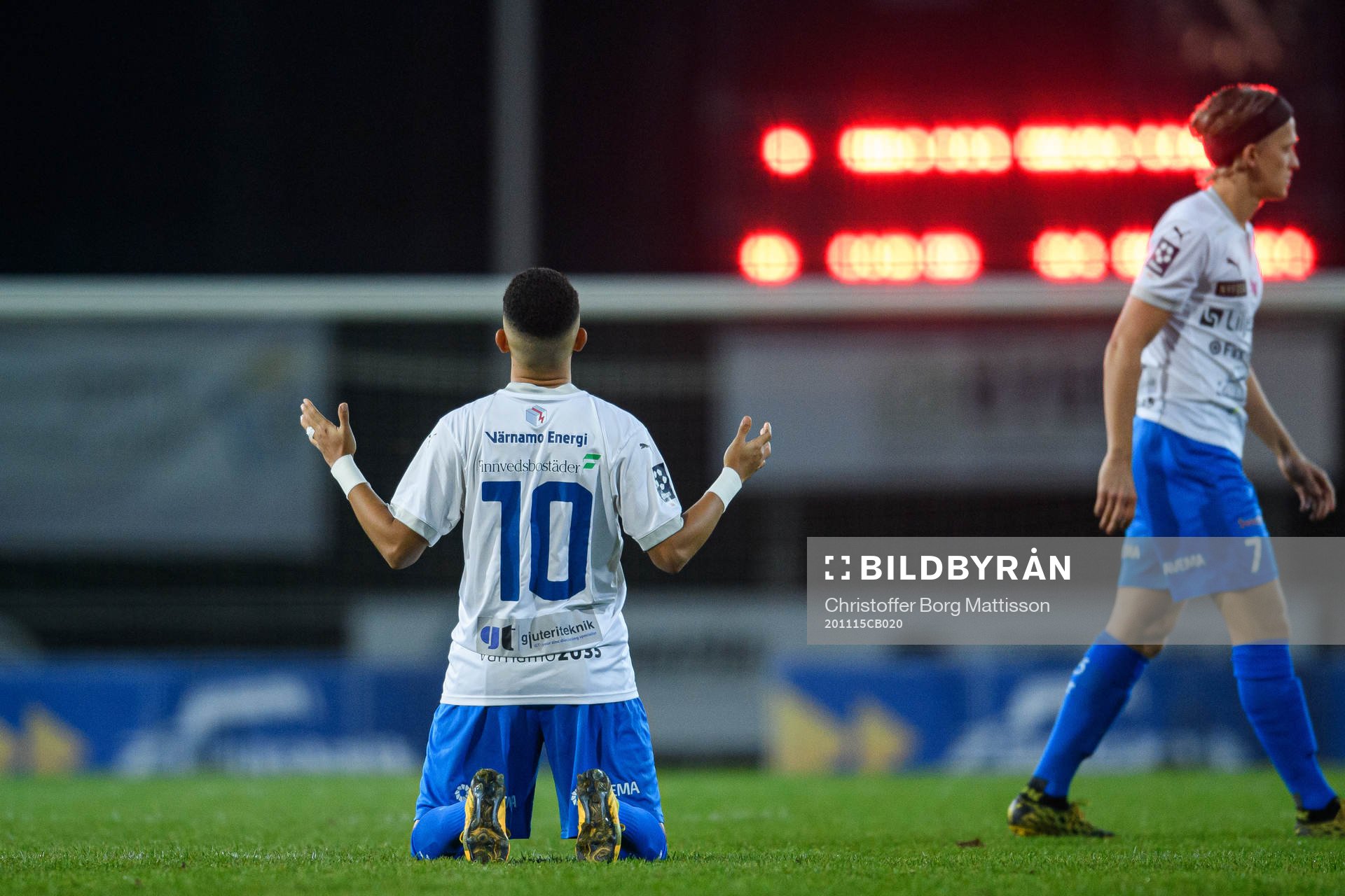 Värnamos Erick Brendon Pinheiro da Silva inför fotbollsmatchen i Division 1 södra mellan Värnamo och Landskrona den 15 november 2020 i Värnamo.