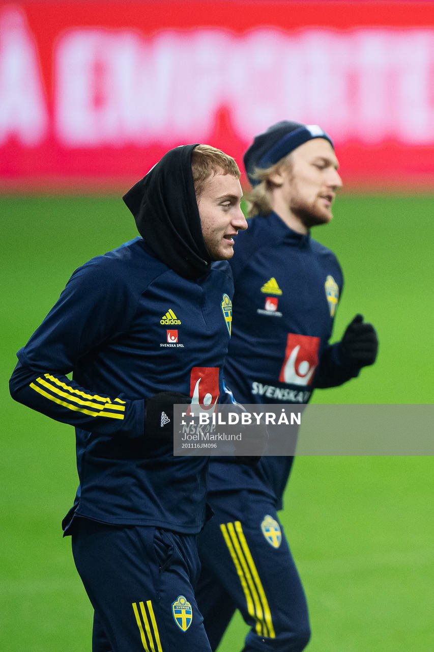 Dejan Kulusevski and Emil Forsberg of the Swedish national