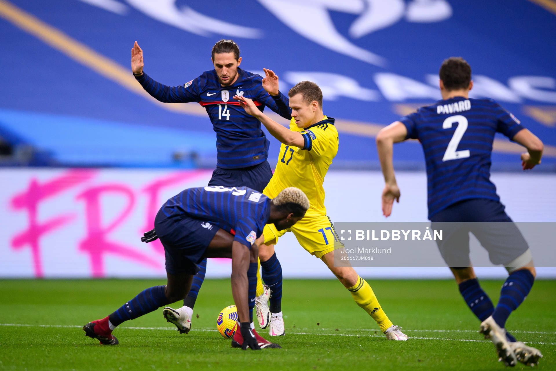 Viktor Claesson of Sweden against Adrien Rabiot  and Paul