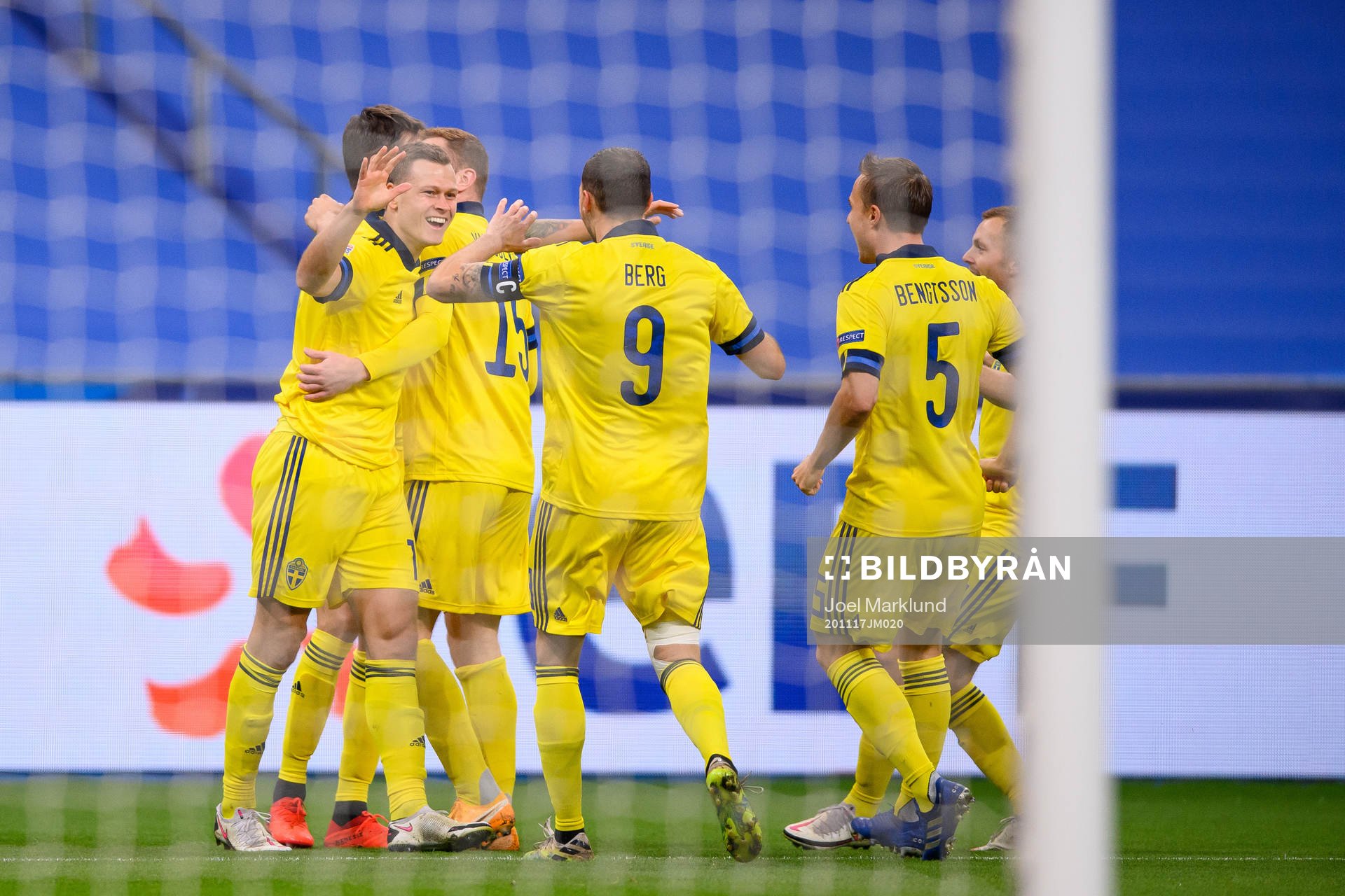 Viktor Claesson of Sweden celebrates the 0-1 goal