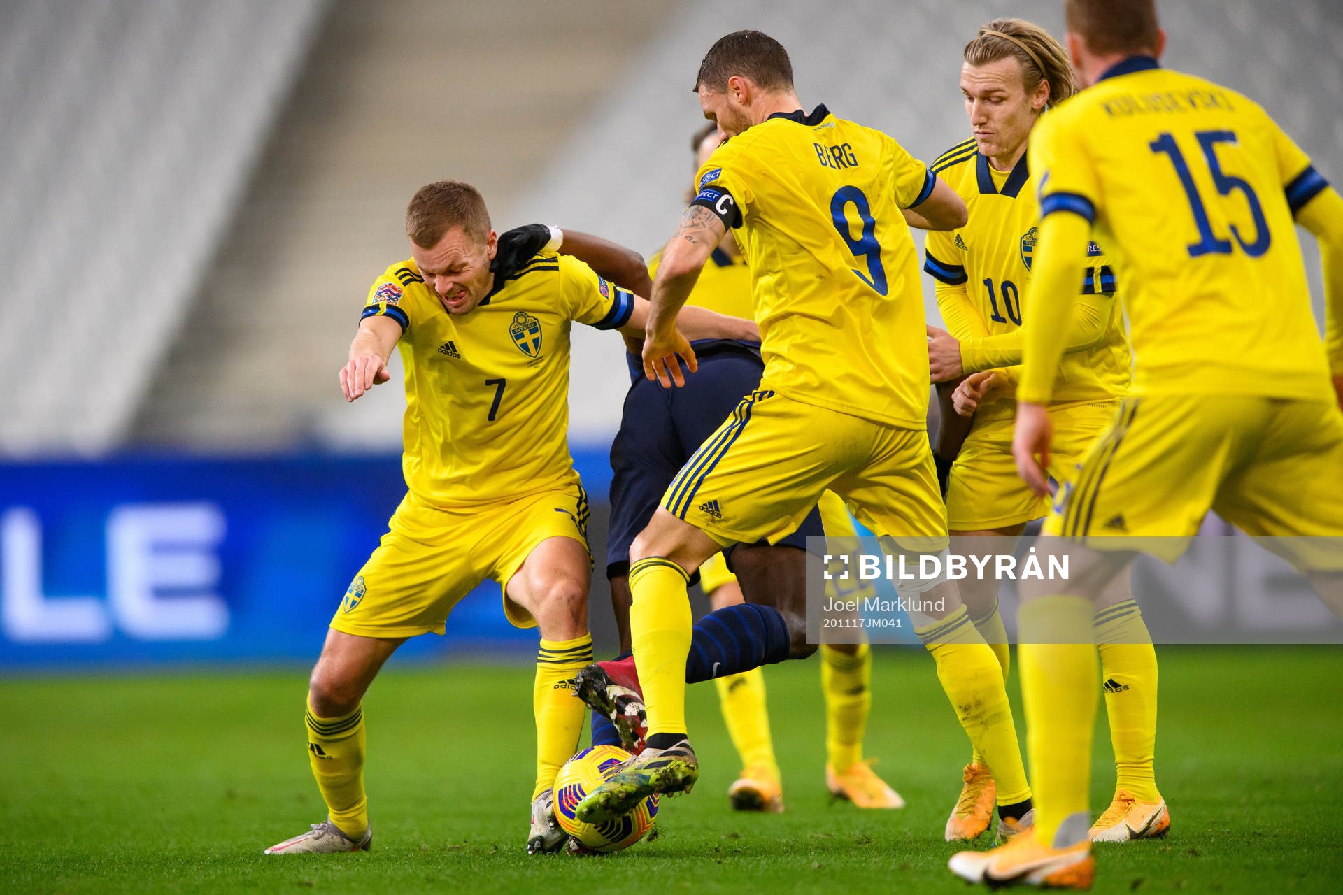 Sebastian Larsson, Marcus Berg and Emil Forsberg of Sweden