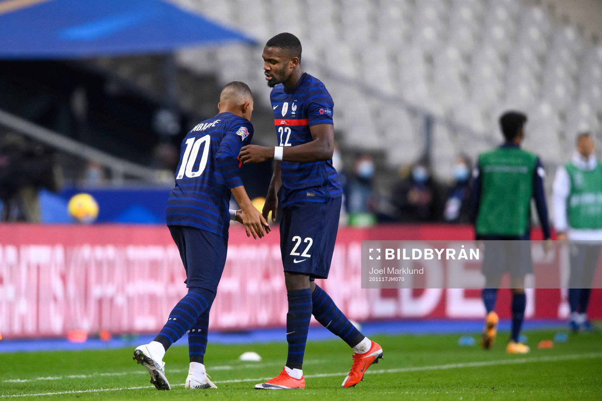 Marcus Thuram and Kylian Mbappé of France