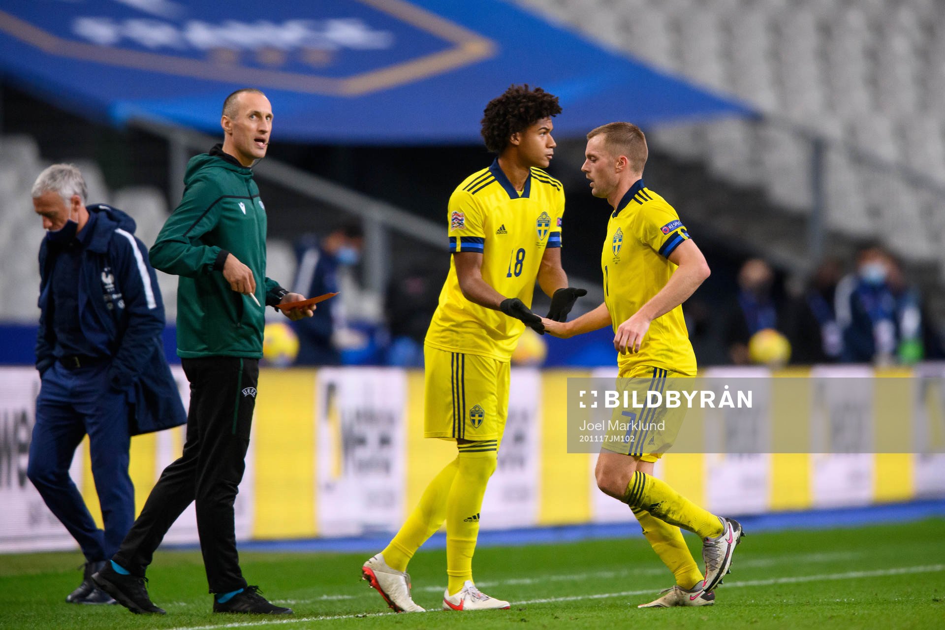 Jens-Lys Cajuste and Sebastian Larsson of Sweden