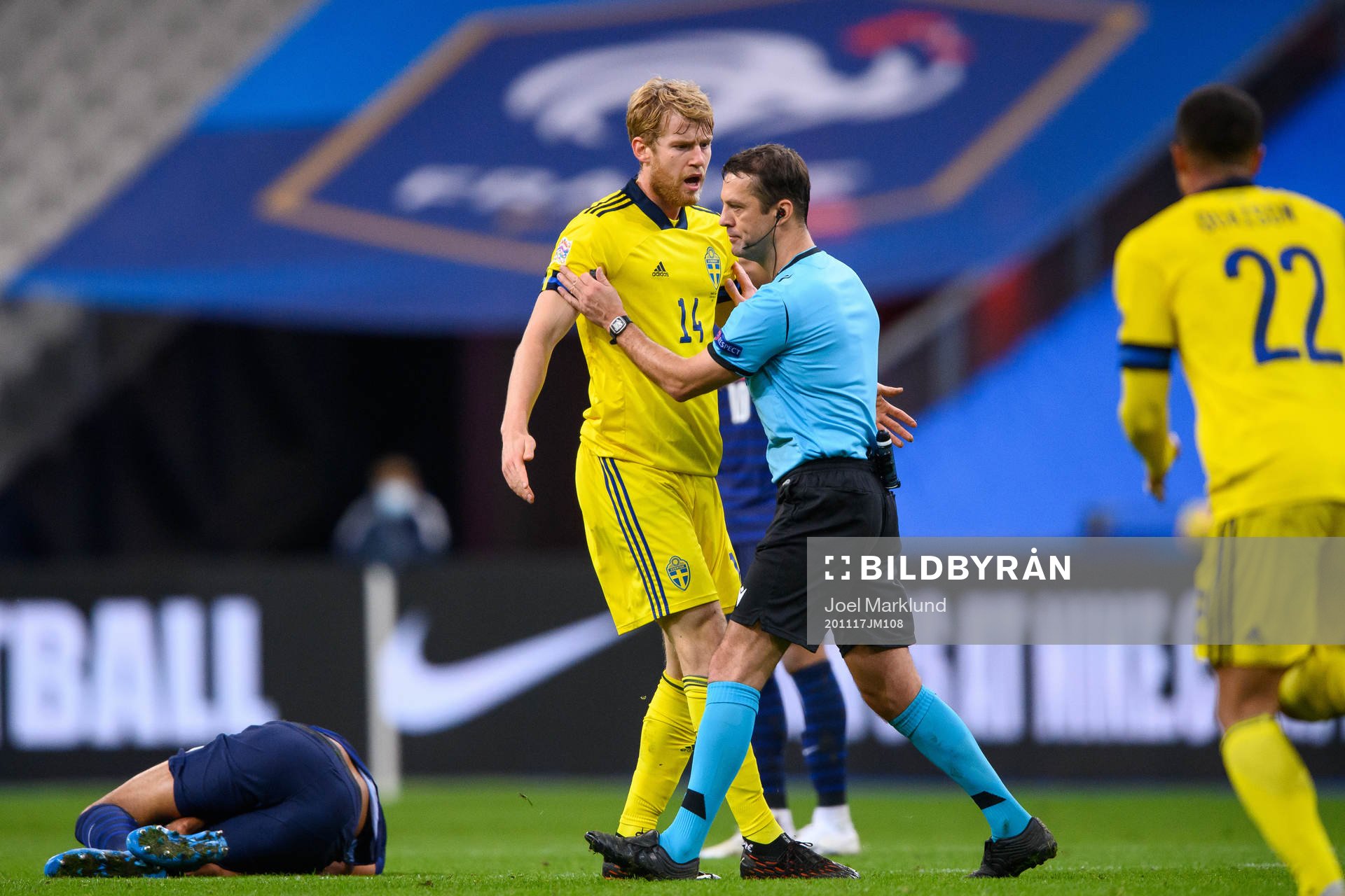 Filip Helander of Sweden reacts