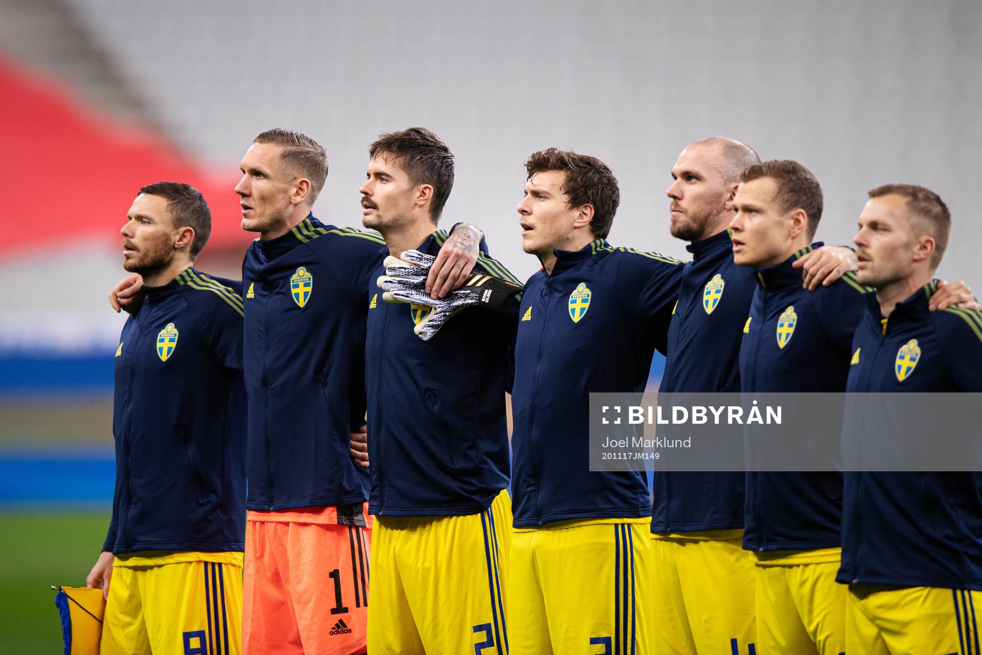 Marcus Berg, goalkeeper Robin Olsen, Mikael Lustig, Victor