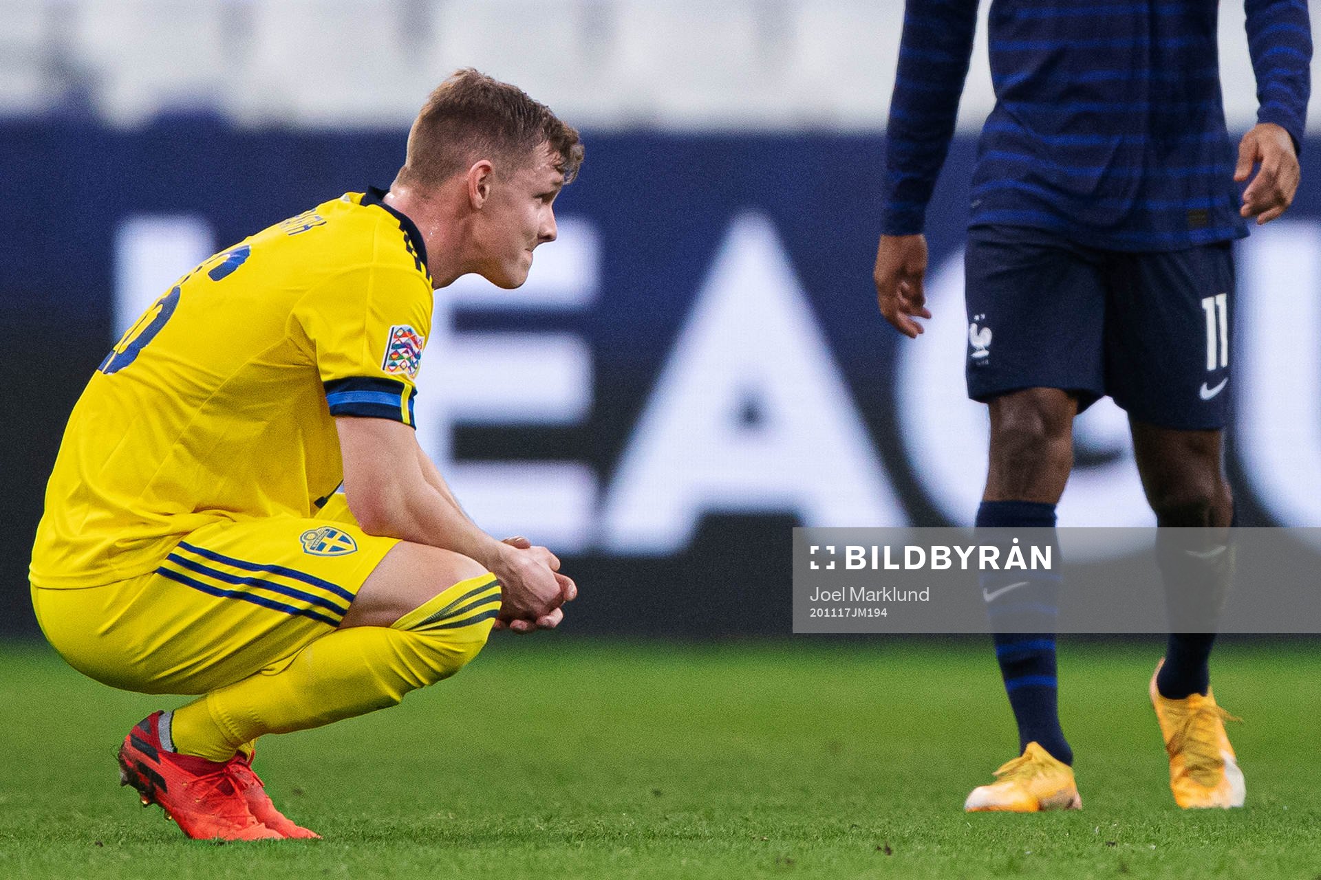 Emil Krafth of Sweden looks dejected
